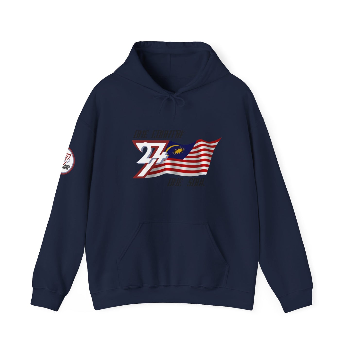 Unique Design 24/7 Malaysia Flag Printed Unisex custom Hoodie navy