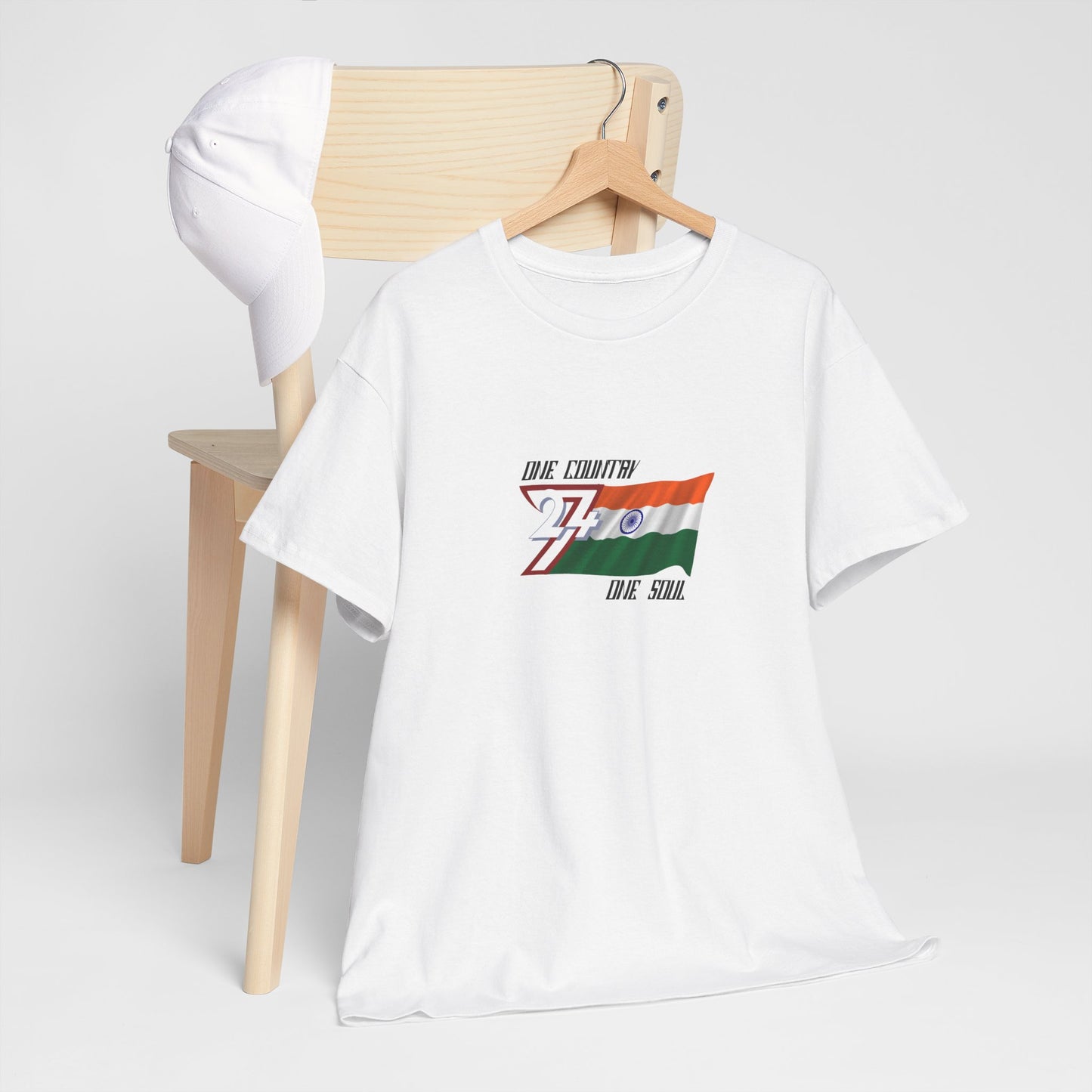 Unique Design 24/7 India Flag Printed Unisex custom T-shirt white