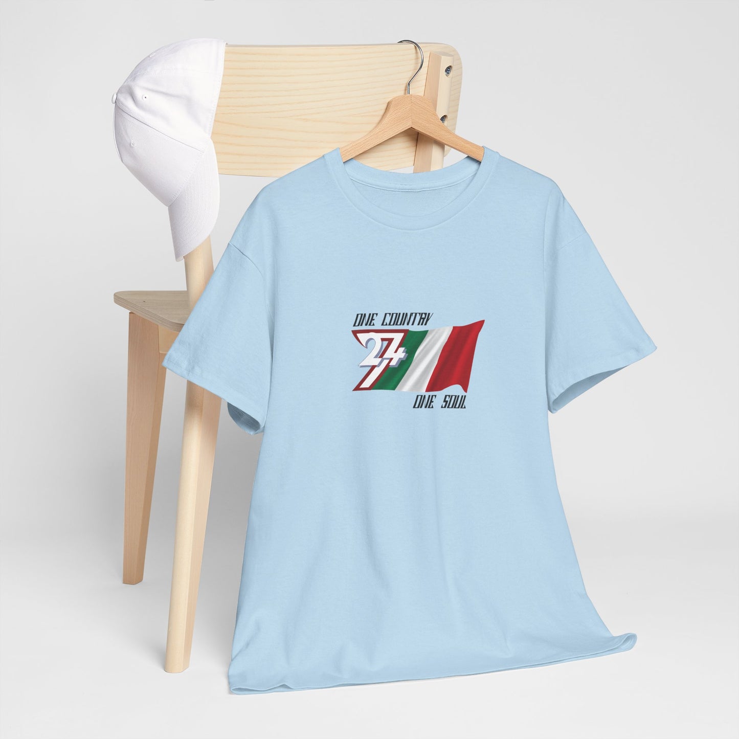 Unique Design 24/7 Italy Flag Printed Unisex custom T-shirt light blue