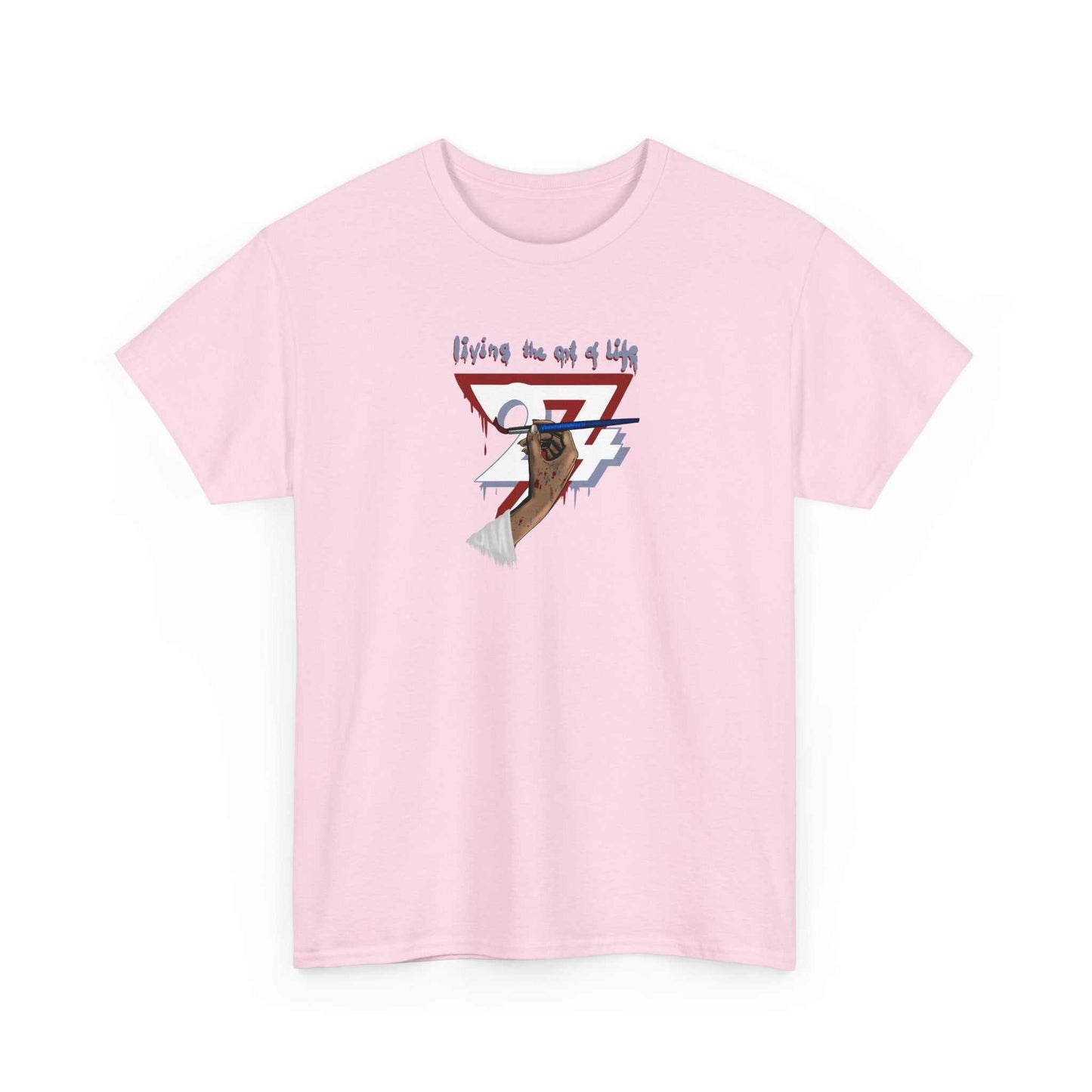 Unique Design Art of Life graphics t-shirt light pink