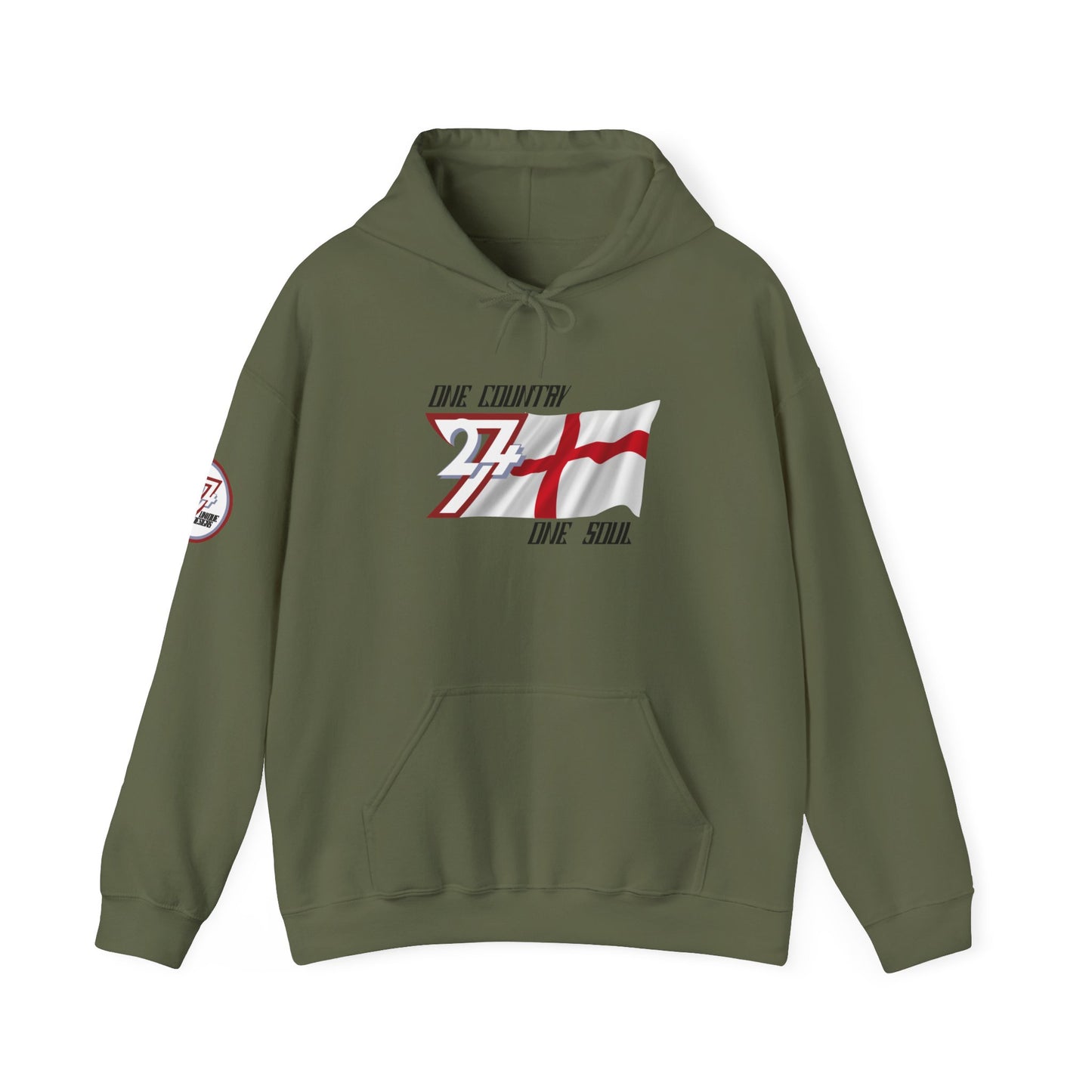 Unique Design 24/7 England Flag Printed Unisex custom Hoodie military green