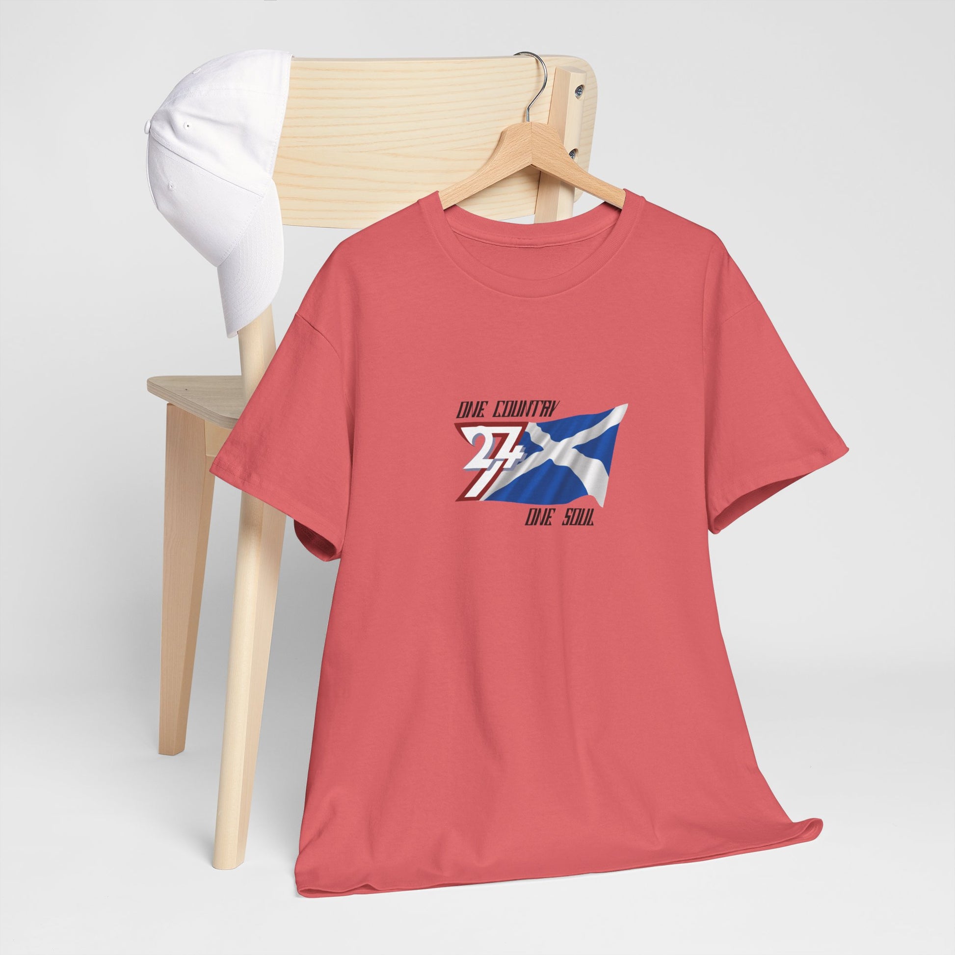 Unique Design 24/7 Scotland Flag Printed Unisex custom T-shirt coral silk