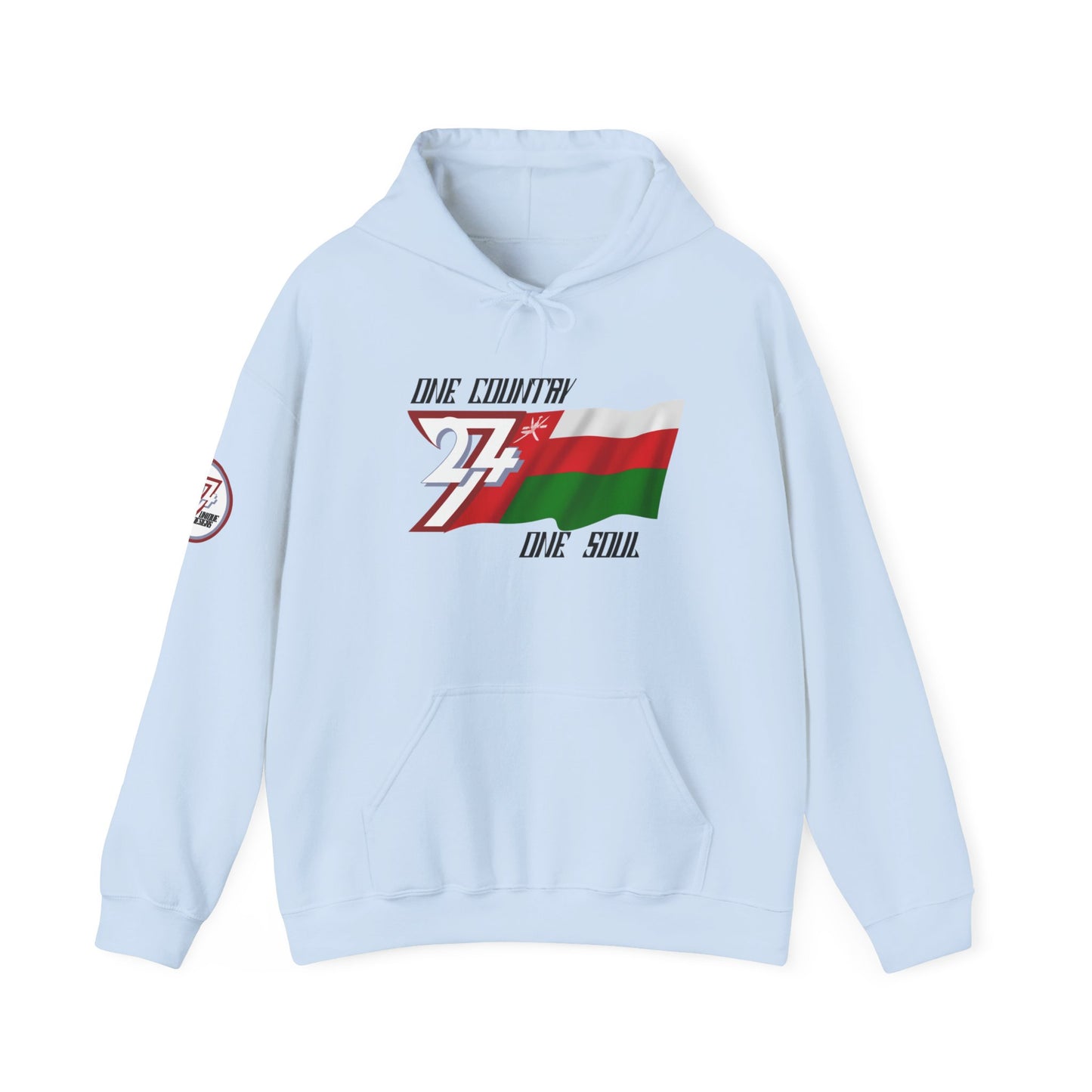 Unique Design 24/7 Oman Flag Printed Unisex custom Hoodie light blue