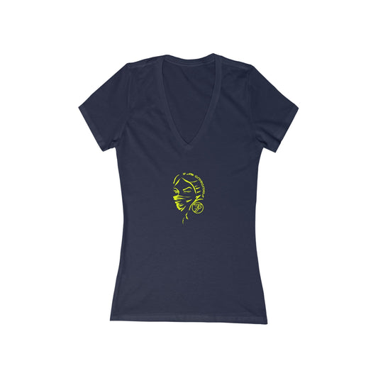 V-Neck T-shirt - Women's Deep V-Neck Tee by 24/7 Unique Designs navy