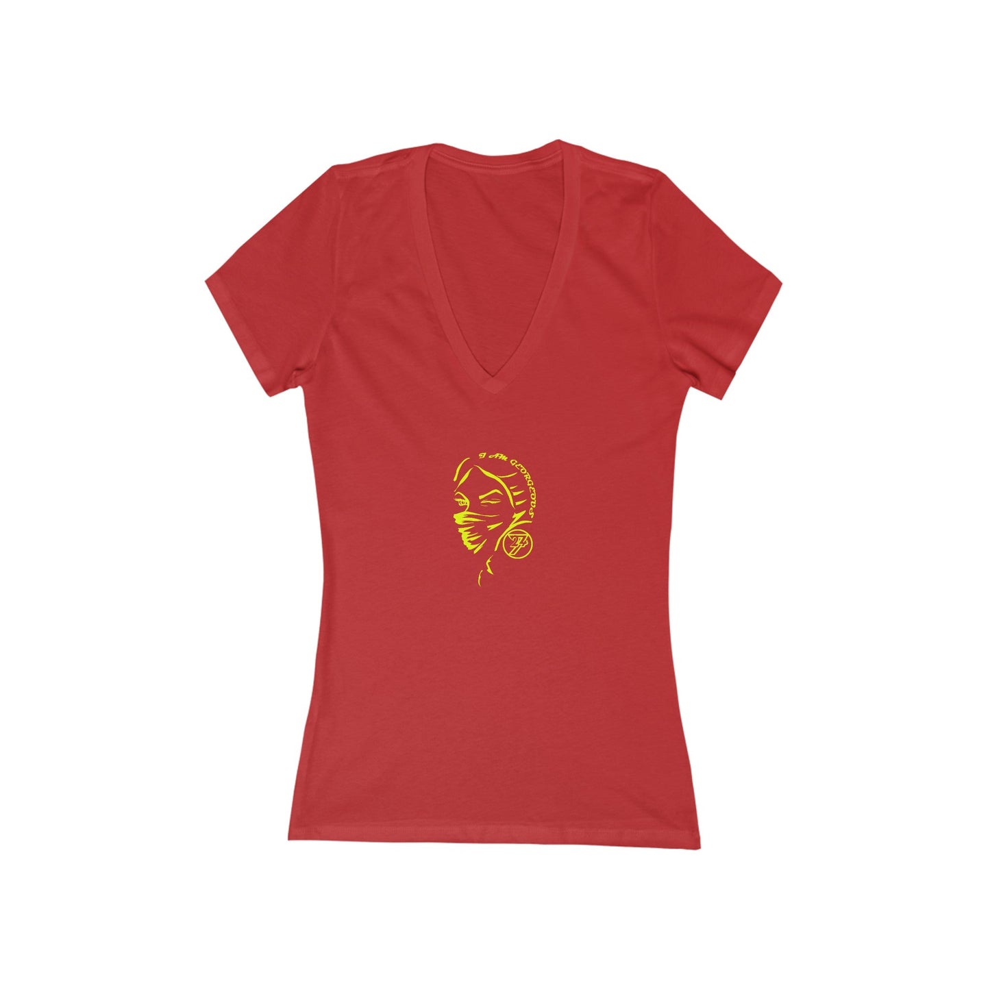 V-Neck T-shirt - Women's Deep V-Neck Tee by 24/7 Unique Designs red