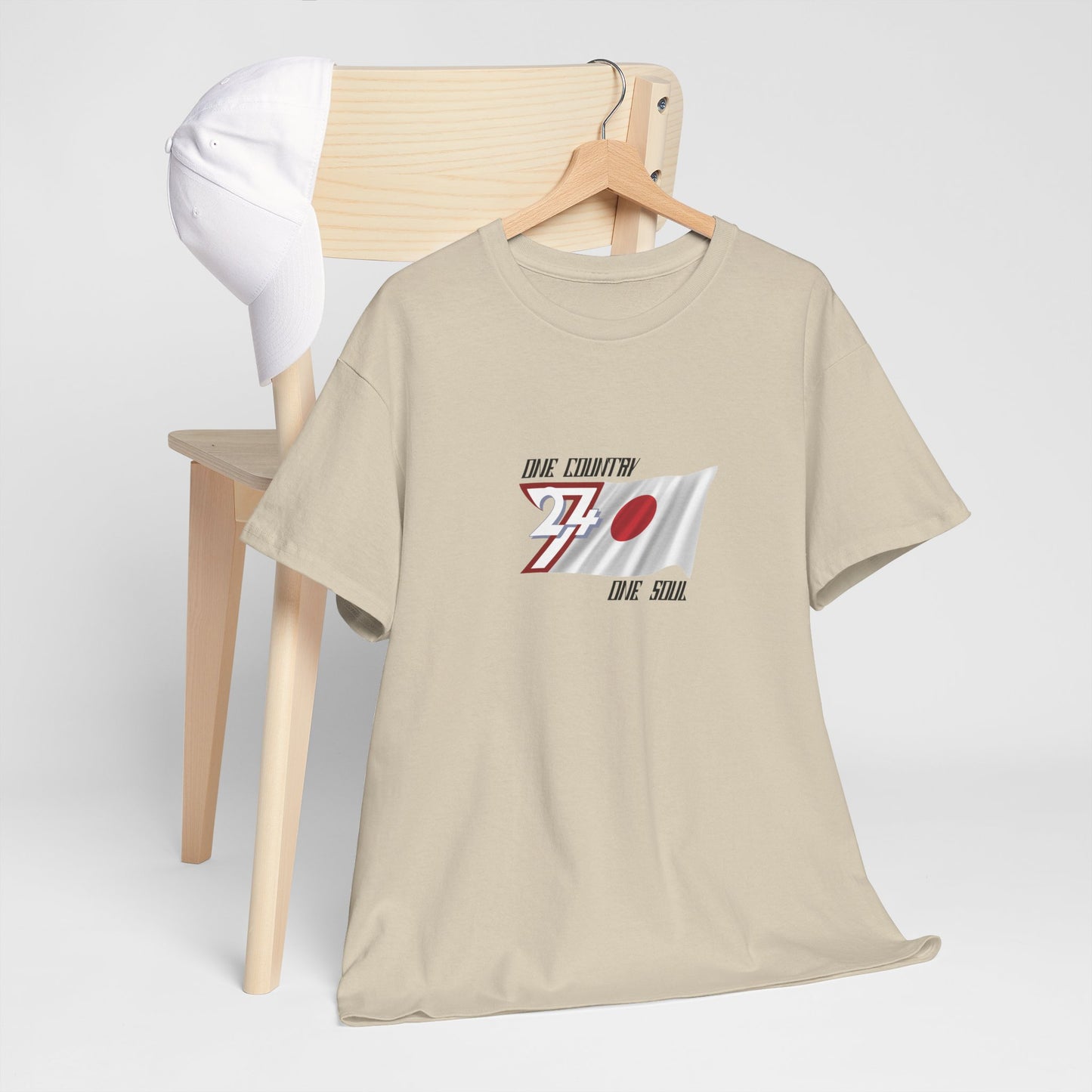 Unique Design 24/7 Japan Flag Printed Unisex custom T-shirt sand