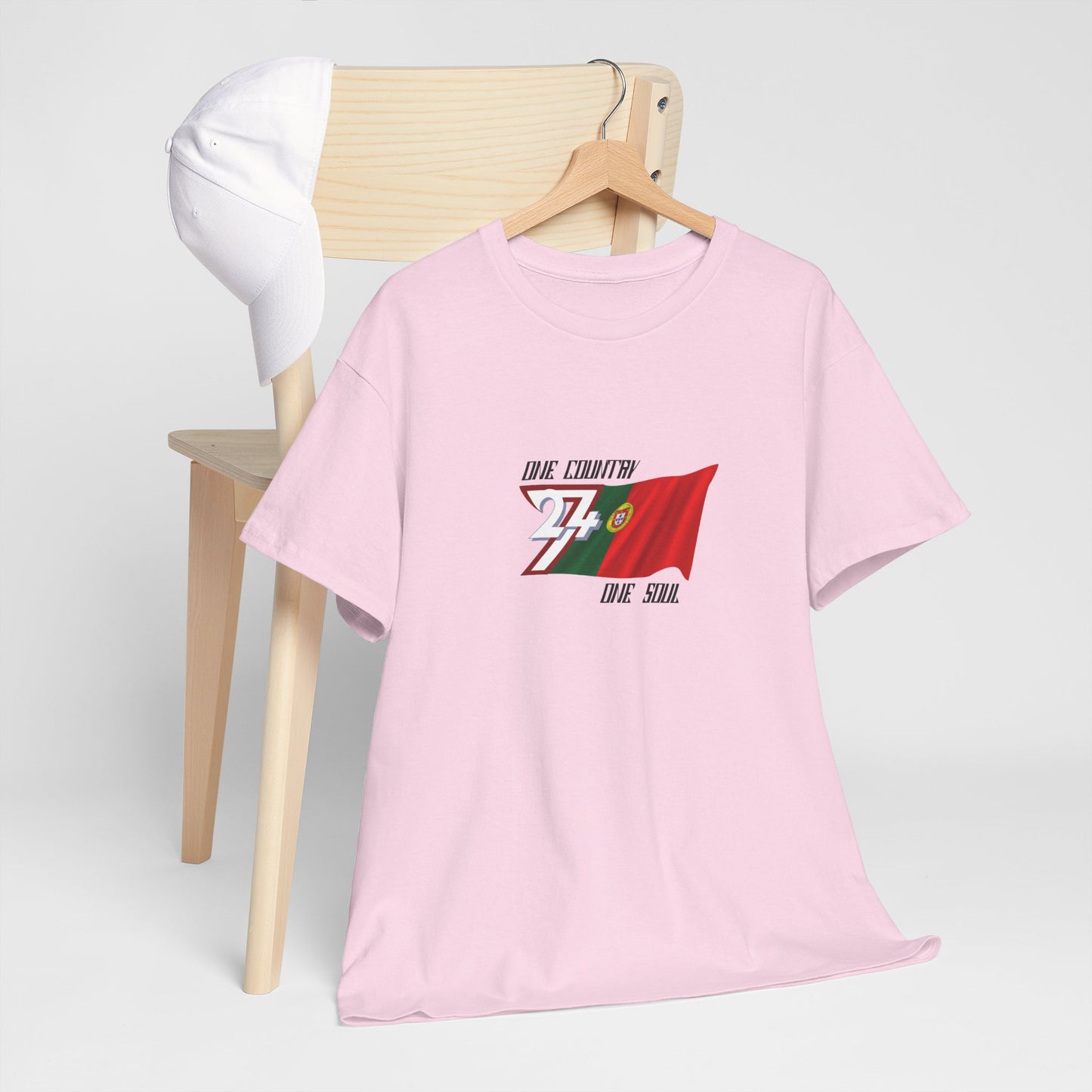  Unique Design 24/7 Portugal Flag Printed Unisex custom T-shirt light pink