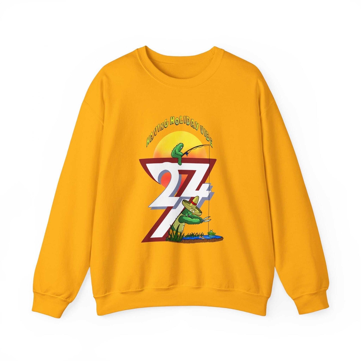 Unique Design Leonando and Littleando Fishing Heavy Blend™ Crewneck Sweatshirt gold