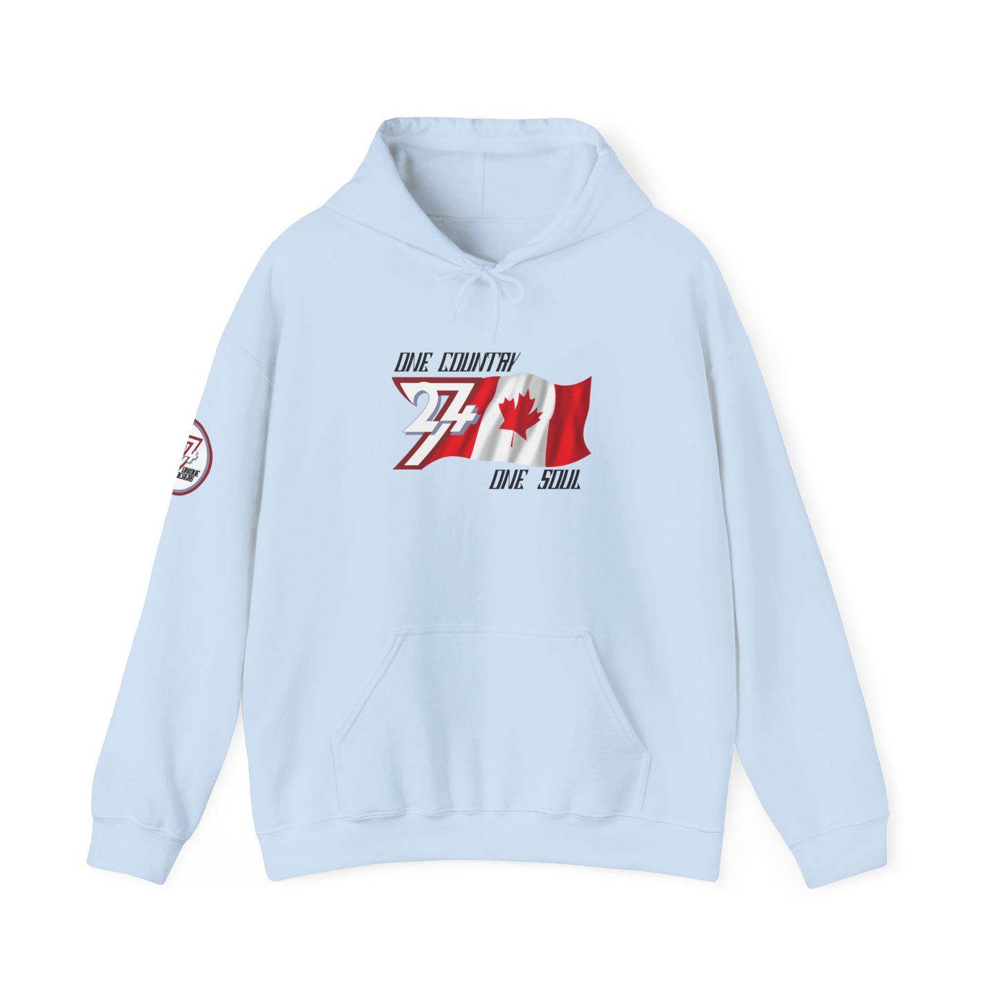 Unique Design 24/7 Canada Flag Printed Unisex custom Hoodie light blue