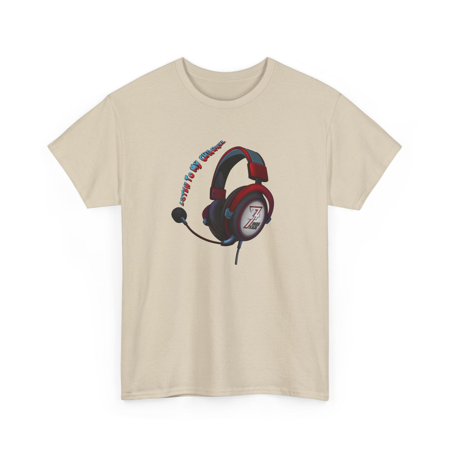 Unique Design 24/7 Headset Illustrated custom T-shirt Sand