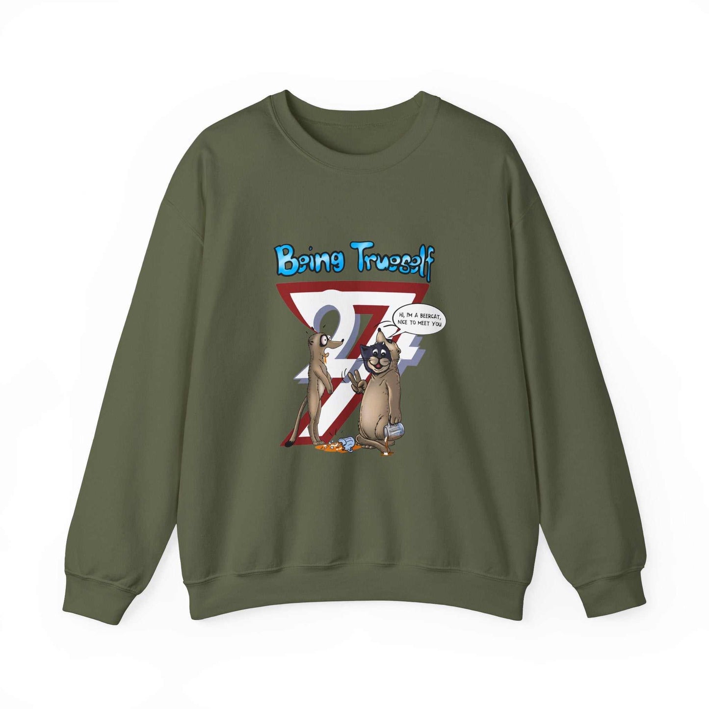 Unique Design Being True-self Heavy Blend™ Crewneck Sweatshirt military green