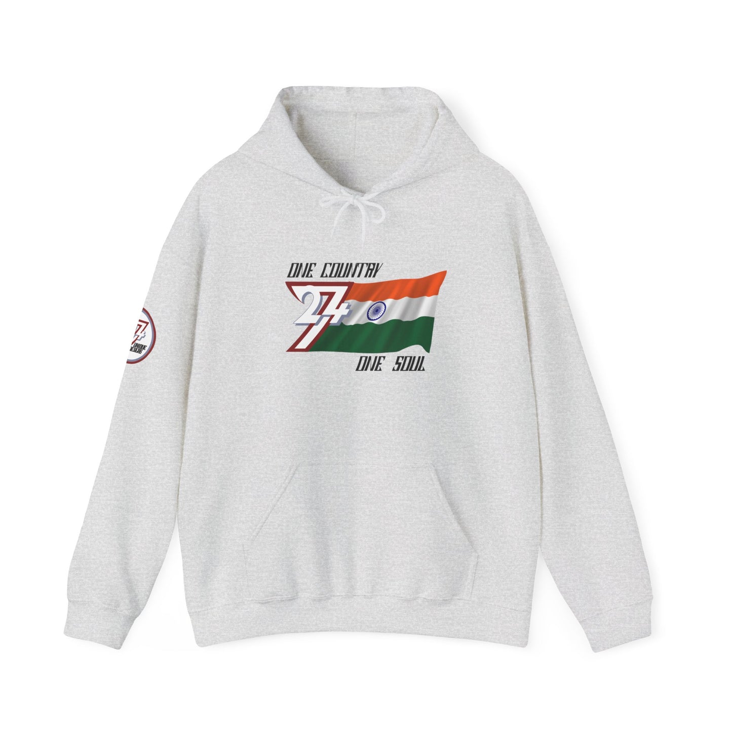 Unique Design 24/7 India Flag Printed Unisex custom Hoodie ash