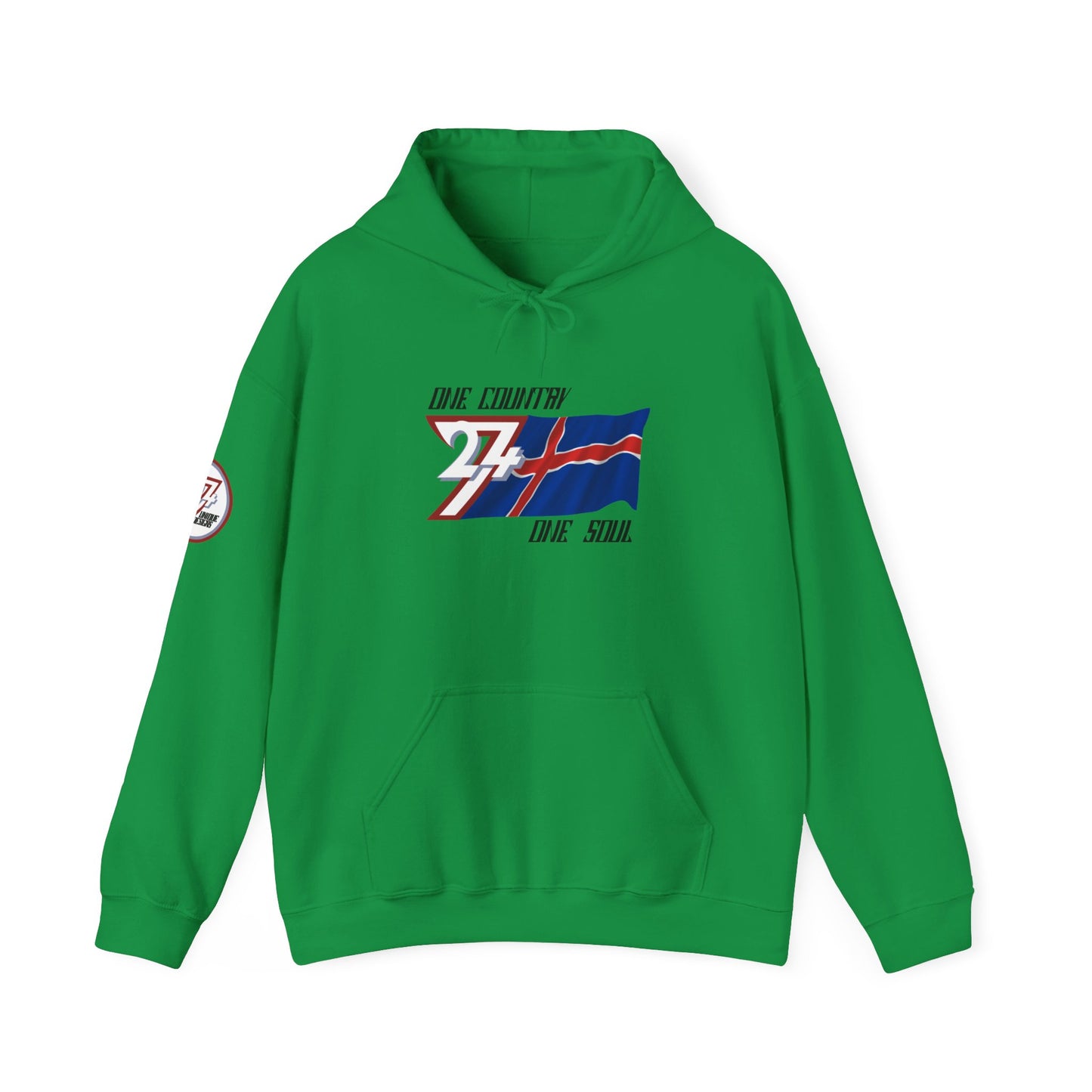 Unique Design 24/7 Iceland Flag Printed Unisex custom Hoodie irish green