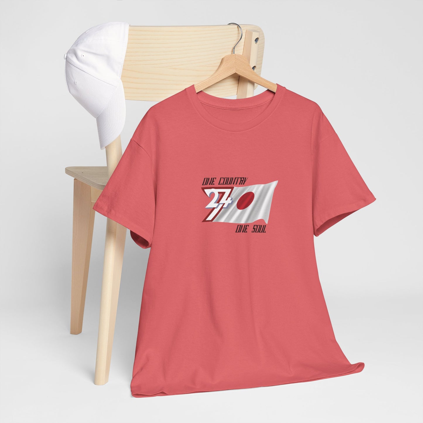 Unique Design 24/7 Japan Flag Printed Unisex custom T-shirt coral silk