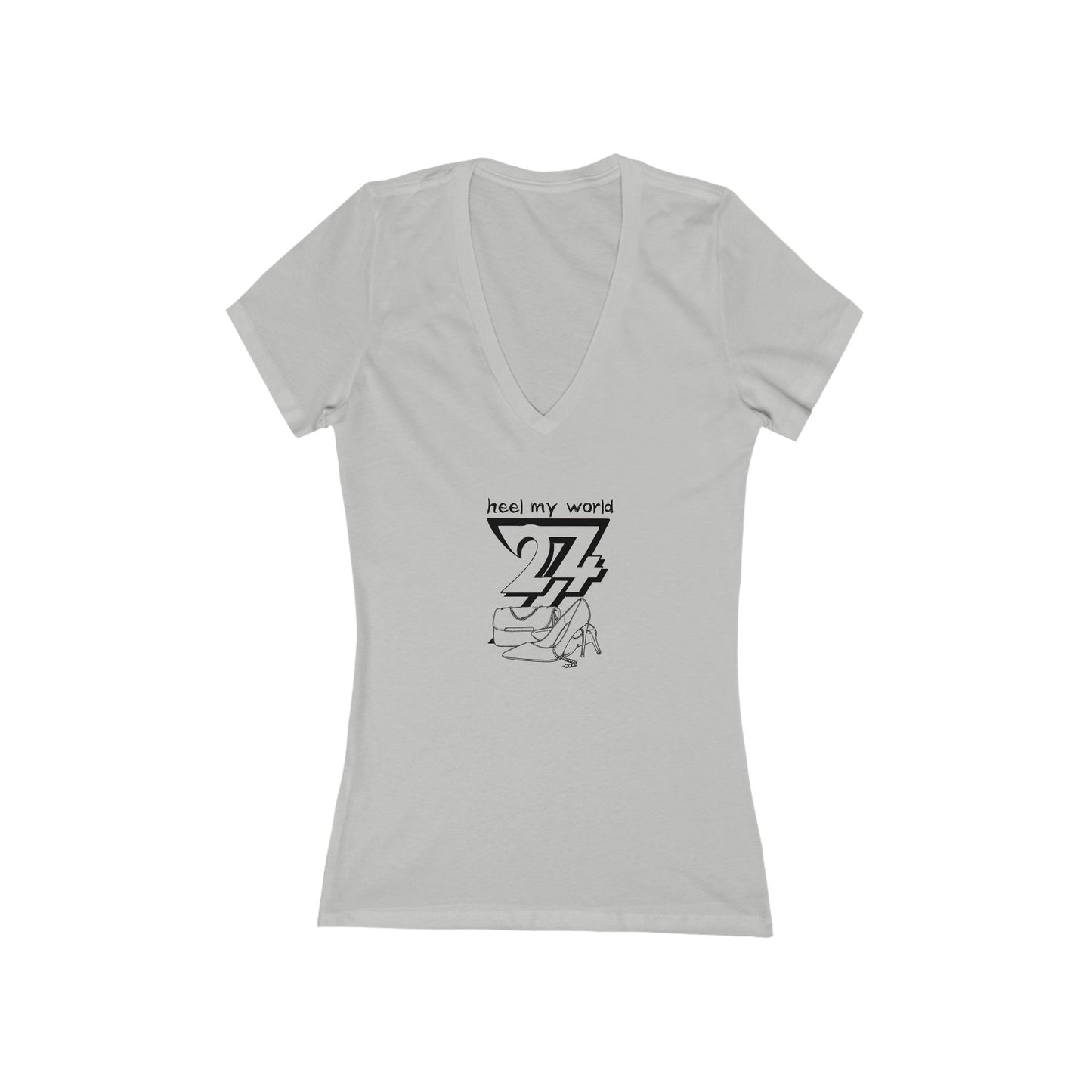 V-Neck T-shirt: Heel My World Women's V-Neck Tee by 24/7 Unique Designs light heather