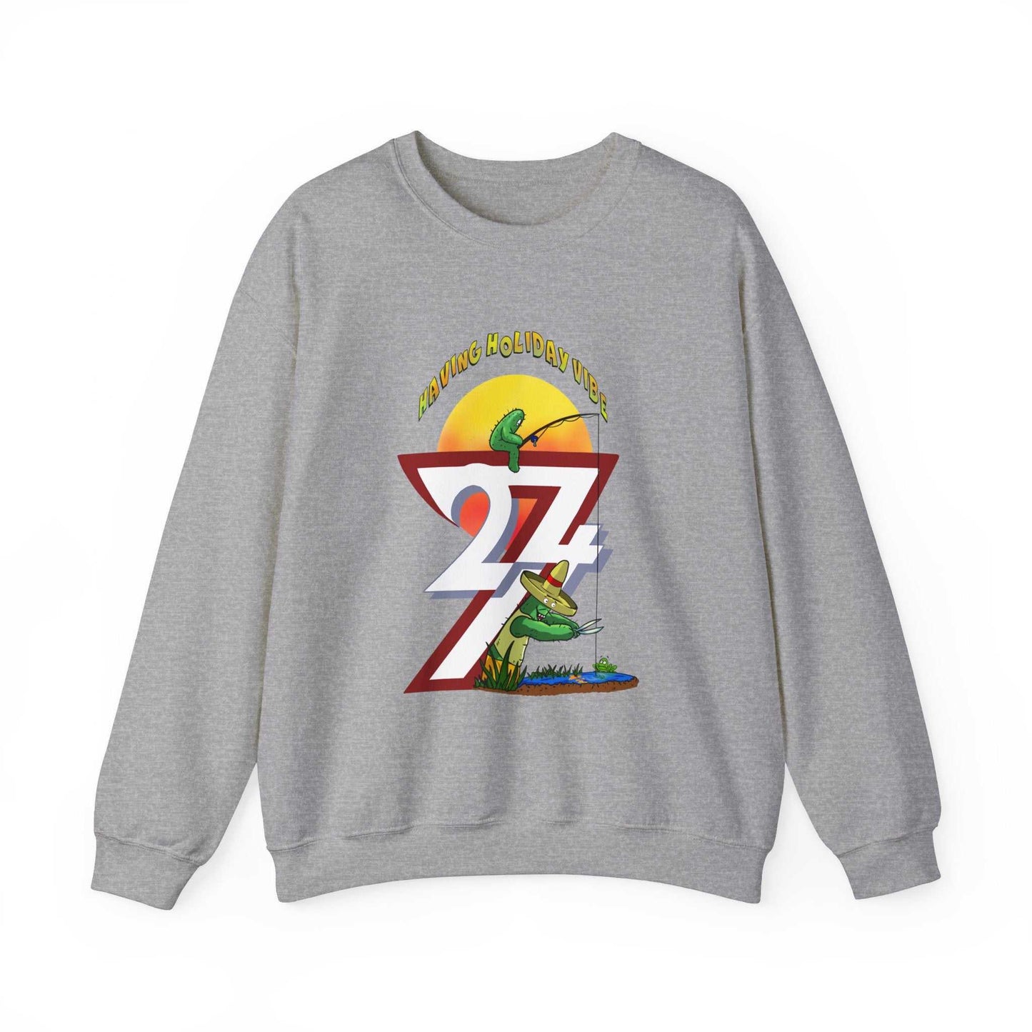 Unique Design Leonando and Littleando Fishing Heavy Blend™ Crewneck Sweatshirt sports grey