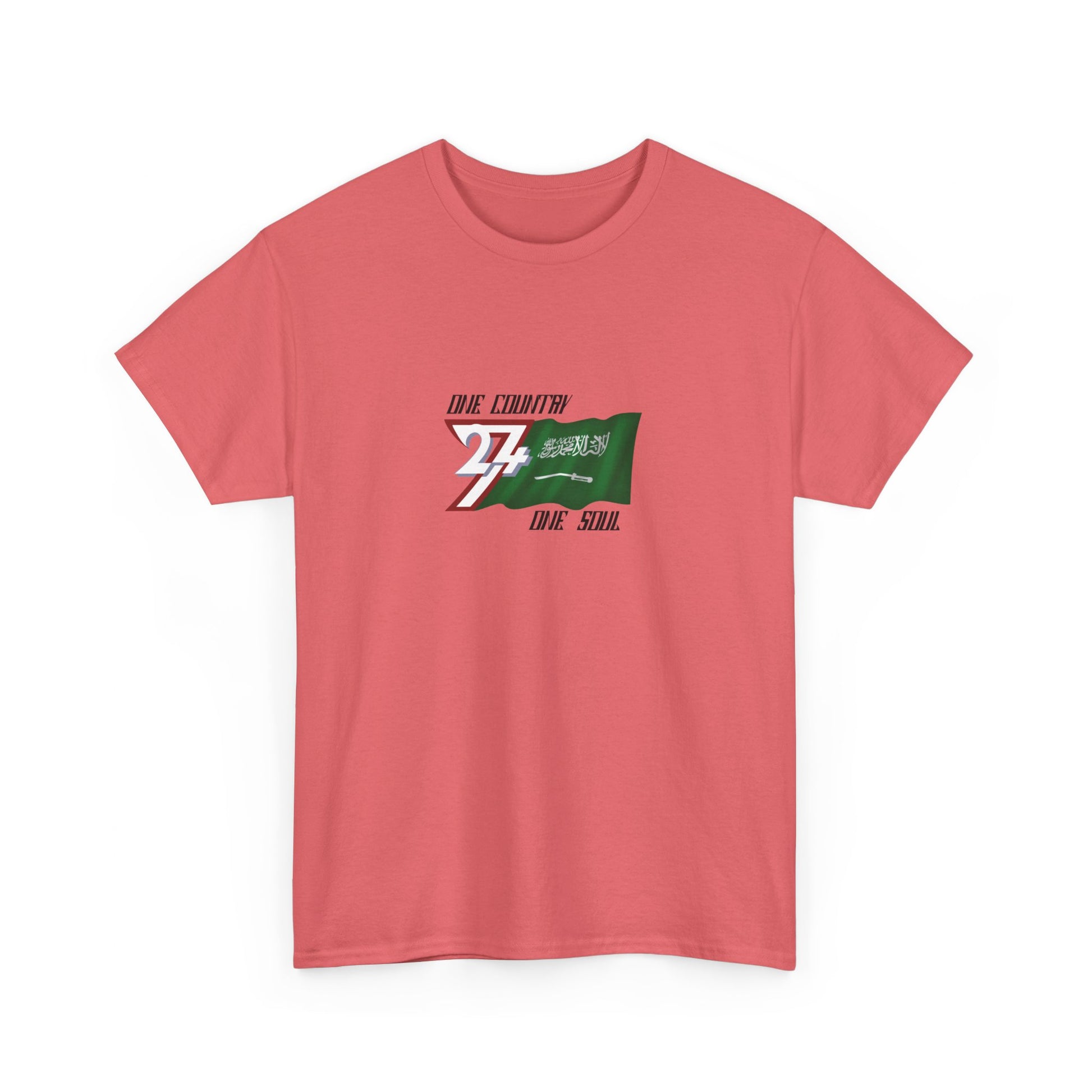 Unique Design 24/7 Saudi Arabia Flag Printed Unisex custom T-shirt coral silk