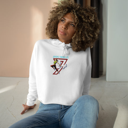 Crop Hoodie: Street Dance Girl Illustrated Hoodie by 24/7 Unique Designs whitewith person