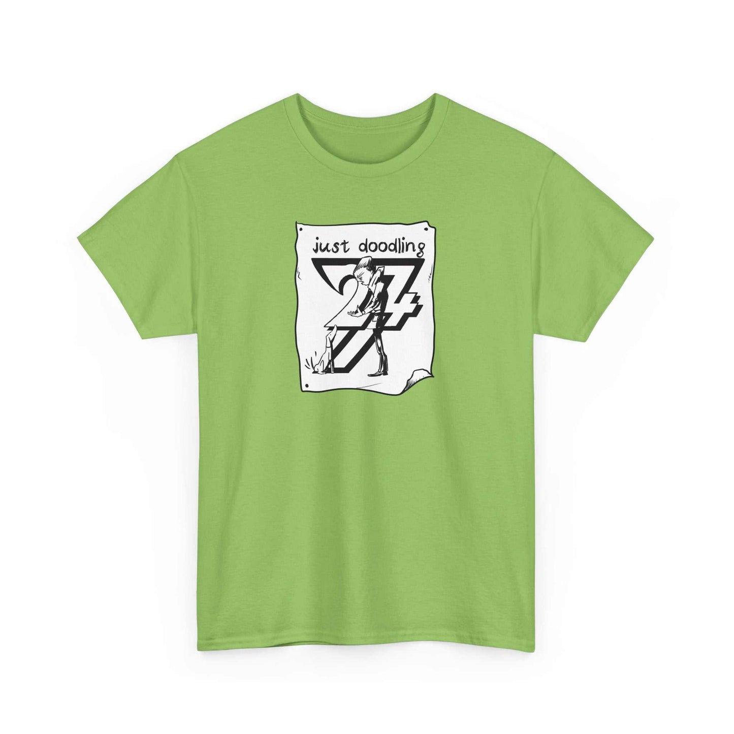 Unique Design Just Doodling Dog Owner Design T-shirt lime