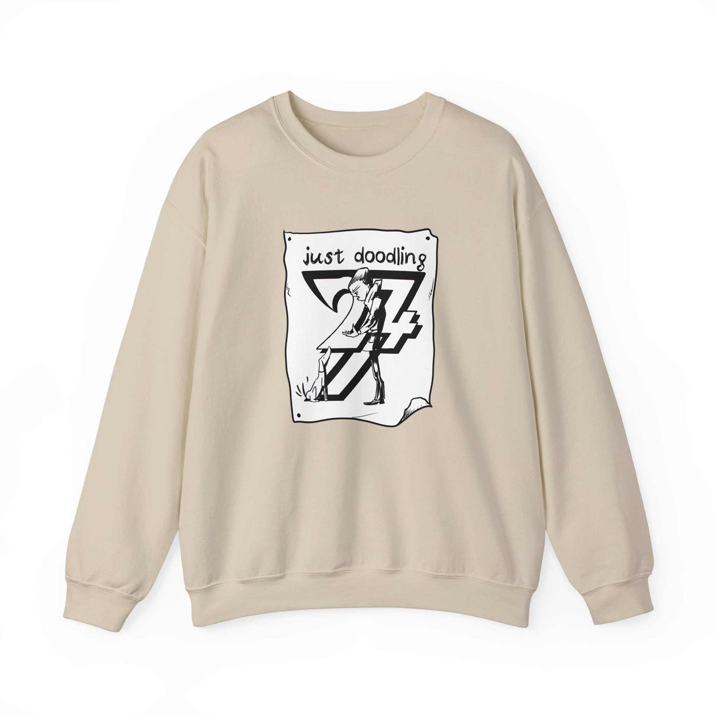 Unique Design Just Doodling Dog Owner Heavy Blend™ Crewneck Sweatshirt sand