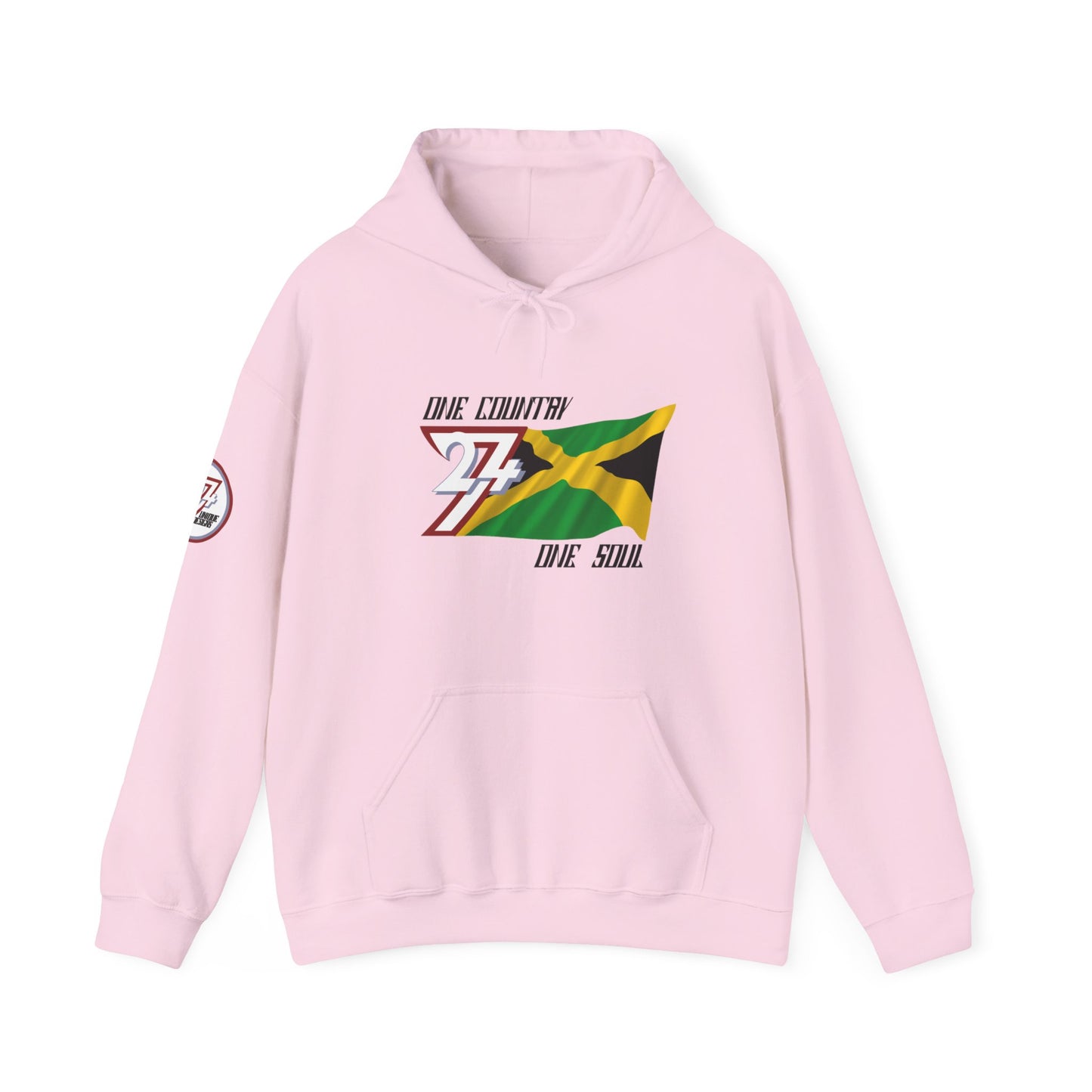 Unique Design 24/7 Jamaica Flag Printed Unisex custom Hoodie light pink