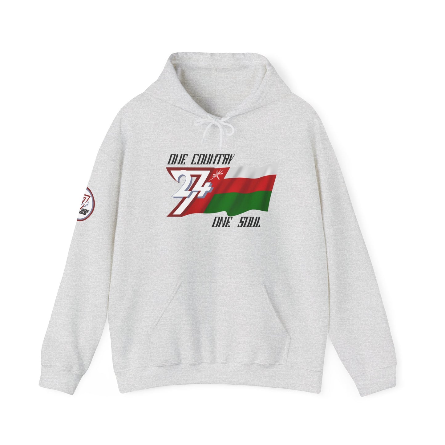 Unique Design 24/7 Oman Flag Printed Unisex custom Hoodie ash