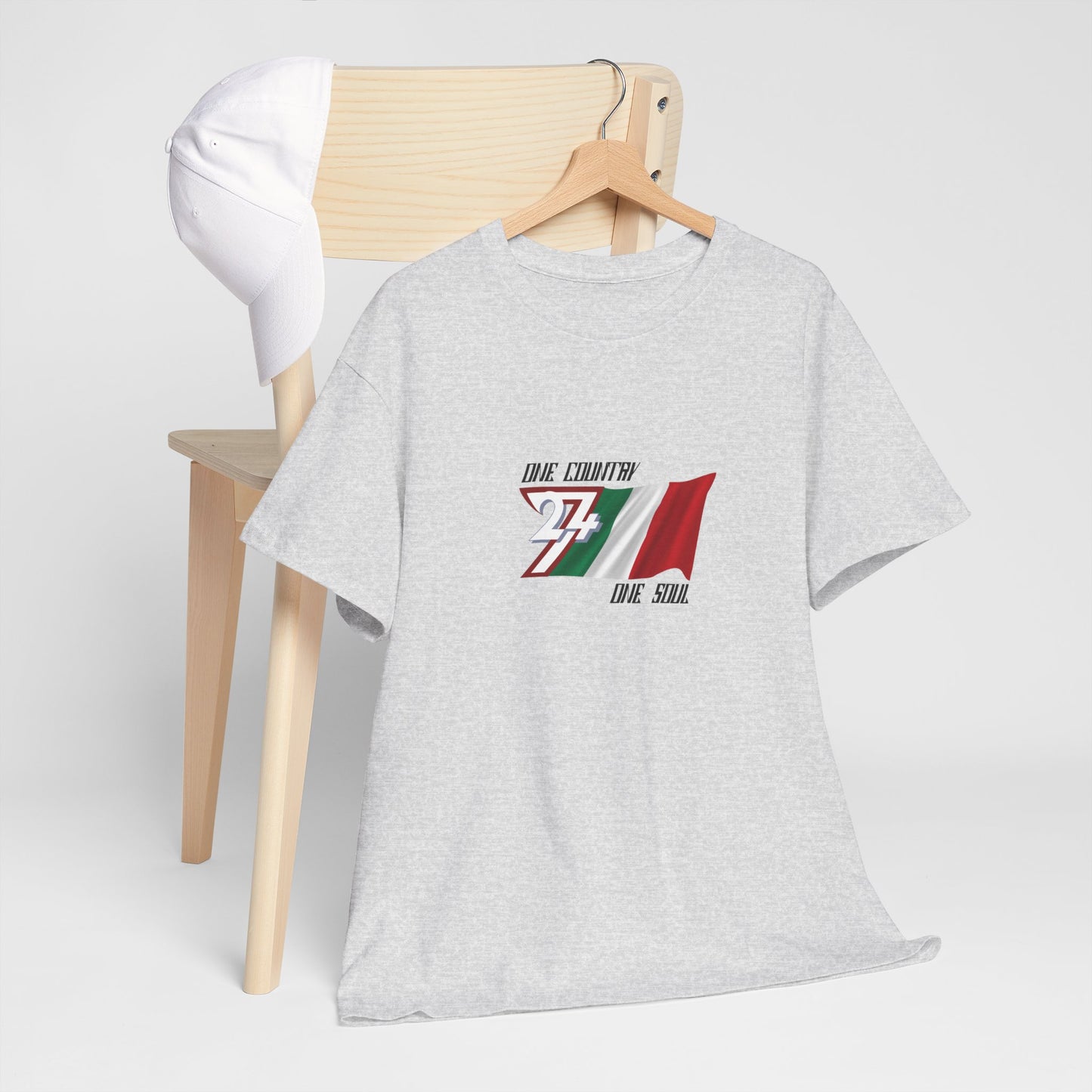 Unique Design 24/7 Italy Flag Printed Unisex custom T-shirt ash