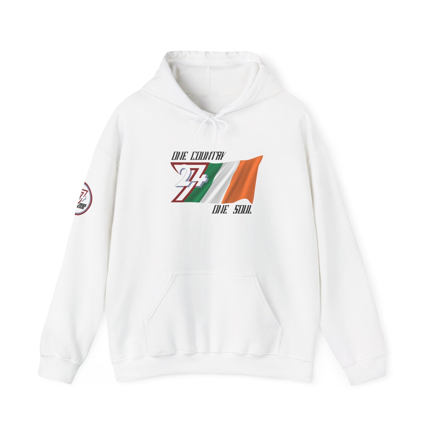 Unique Design 24/7 Ireland Flag Printed Unisex custom Hoodie white