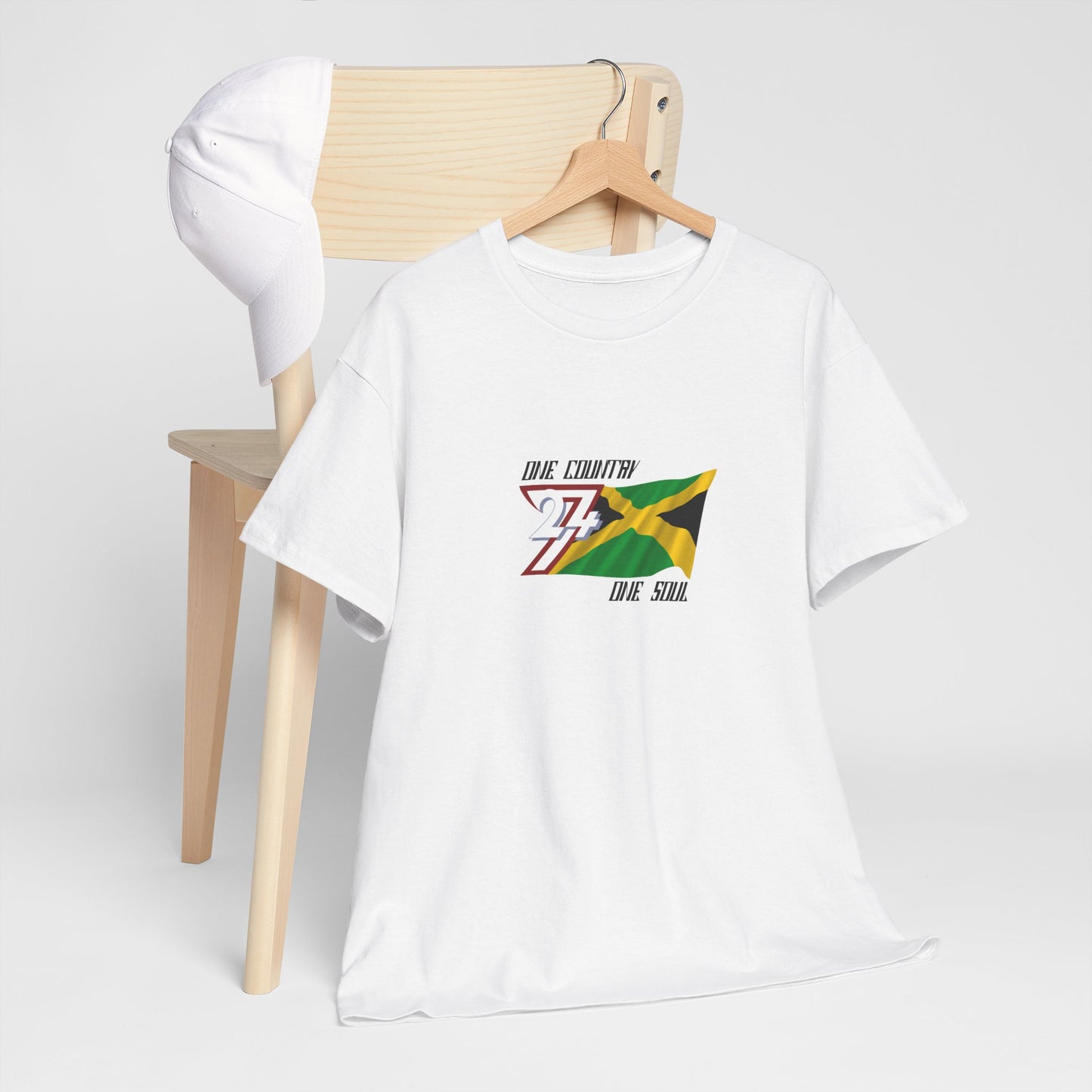 Unique Design 24/7 Jamaica Flag Printed Unisex custom T-shirt white