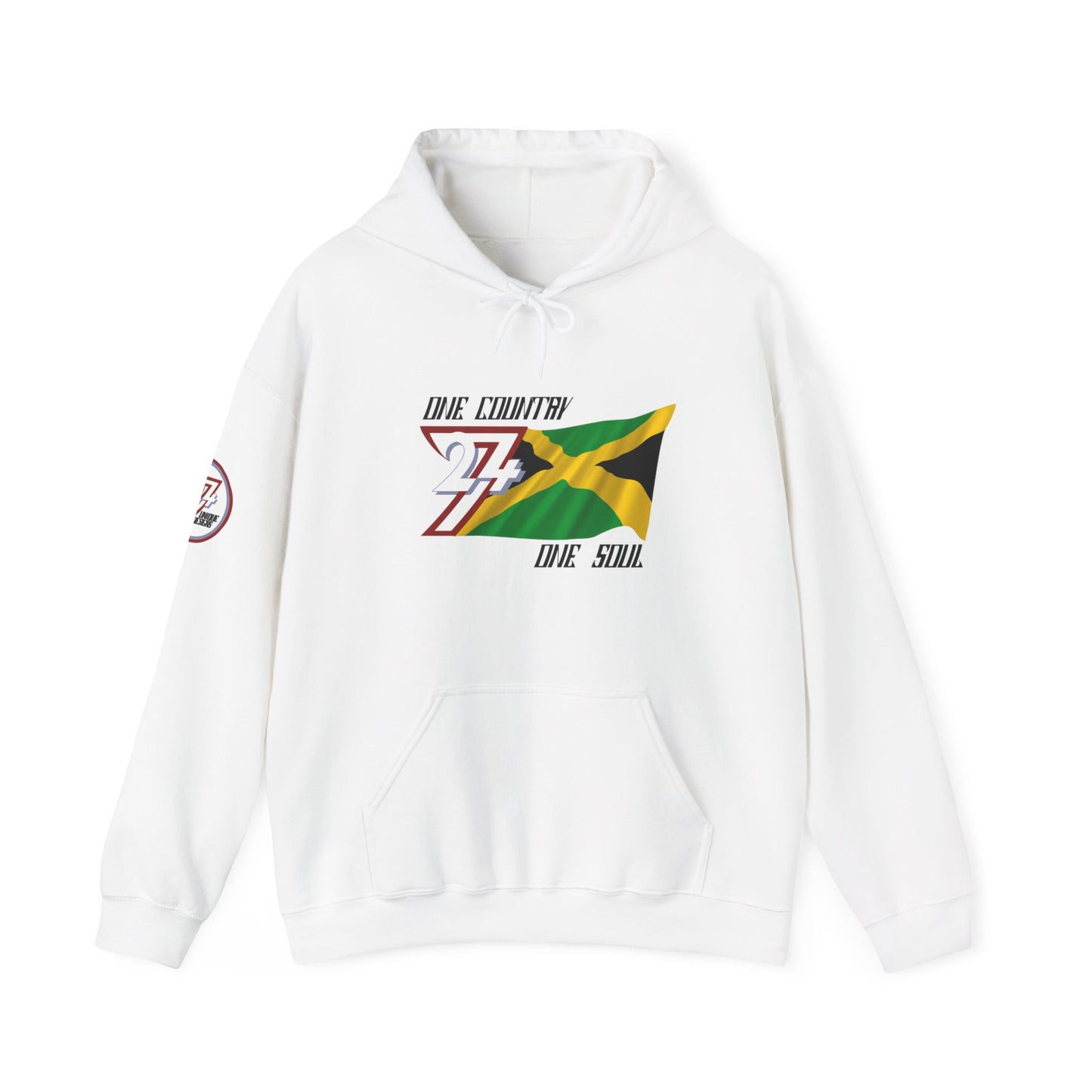 Unique Design 24/7 Jamaica Flag Printed Unisex custom Hoodie white