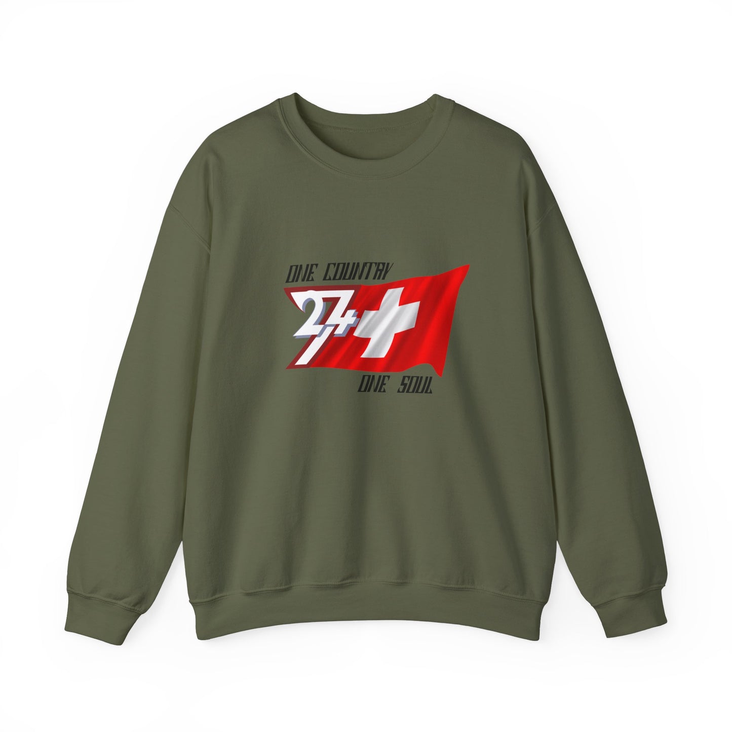 Unique Design Switzerland Flag sweatshirt military green