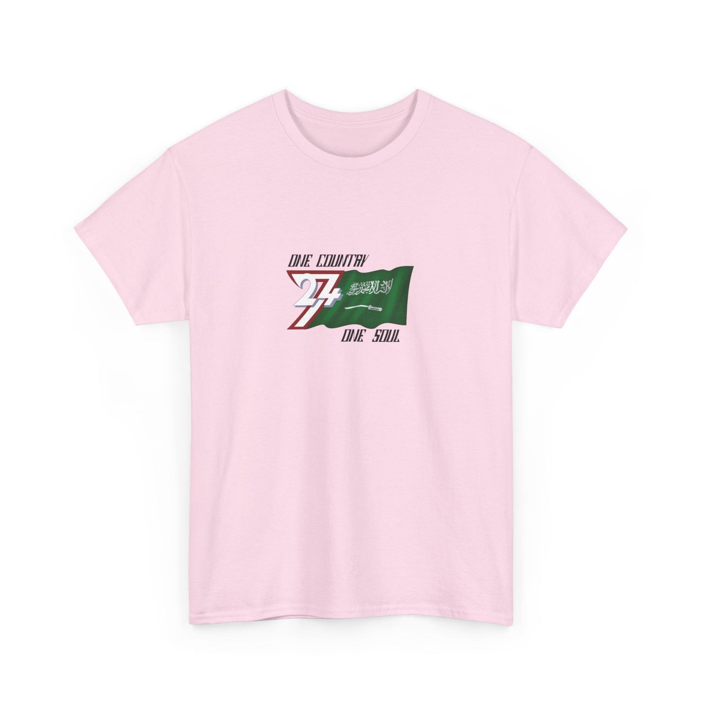 Unique Design 24/7 Saudi Arabia Flag Printed Unisex custom T-shirt light pink