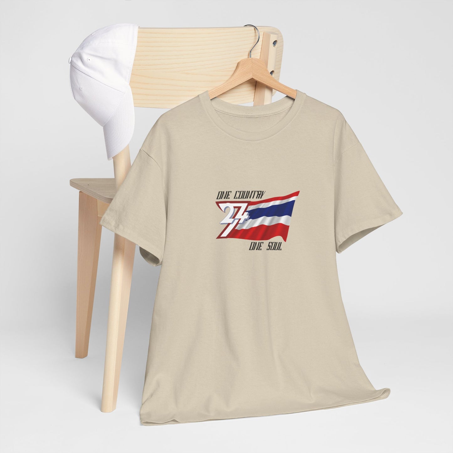 Unique Design 24/7 Thailand Flag Printed Unisex custom T-shirt sand