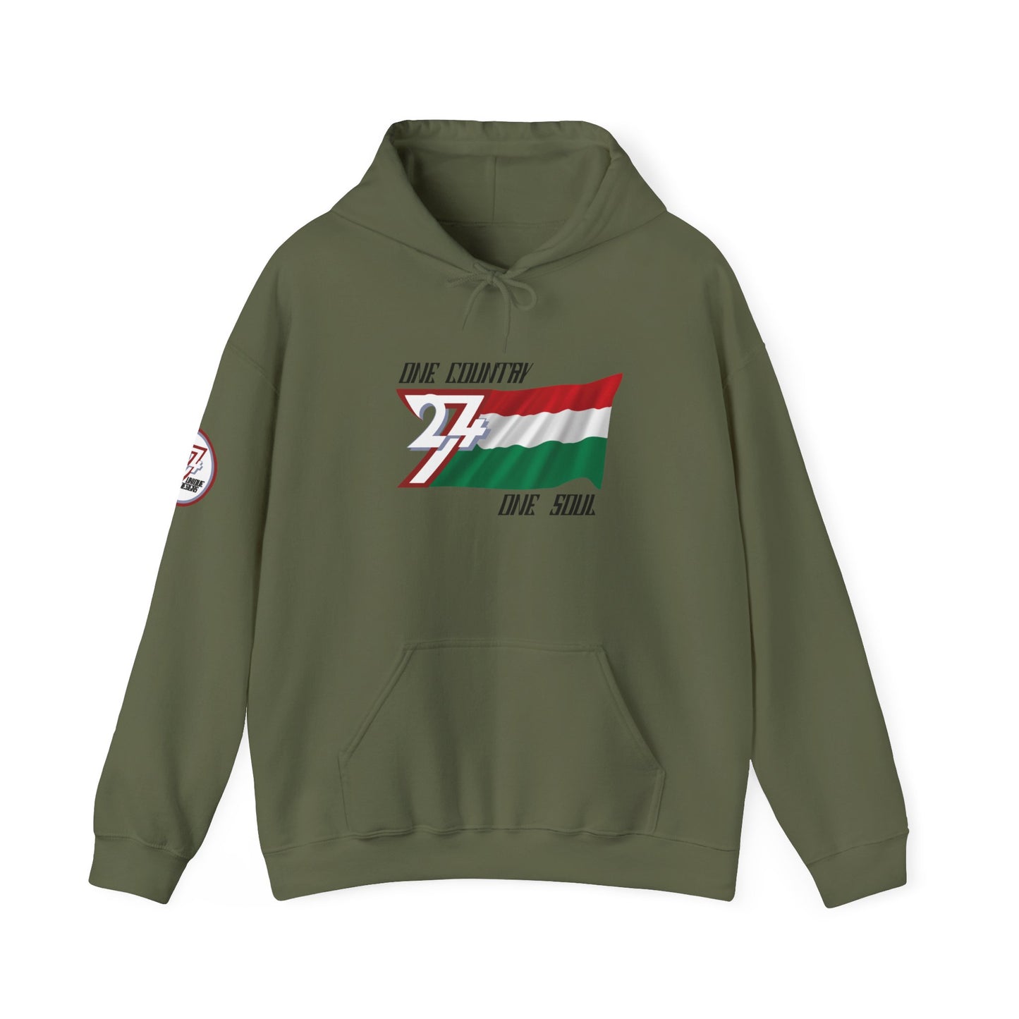  Unique Design 24/7 Hungary Flag Printed Unisex custom Hoodie military green