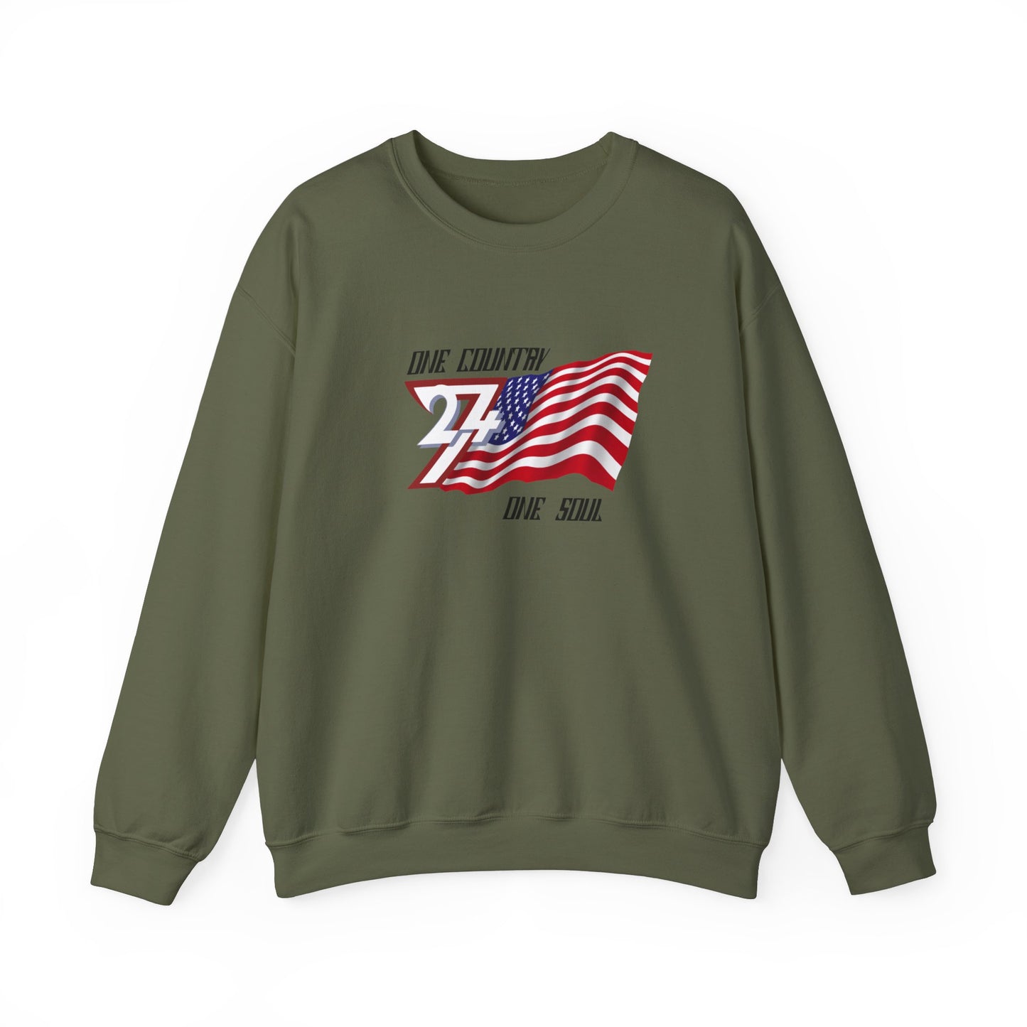 Unique Design USA Flag sweatshirt military green