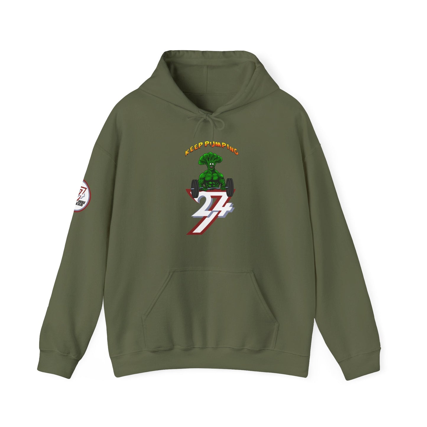 Unique Design Keep Pumping Bro Colin Front Biceps Curl custom Hoodie military green