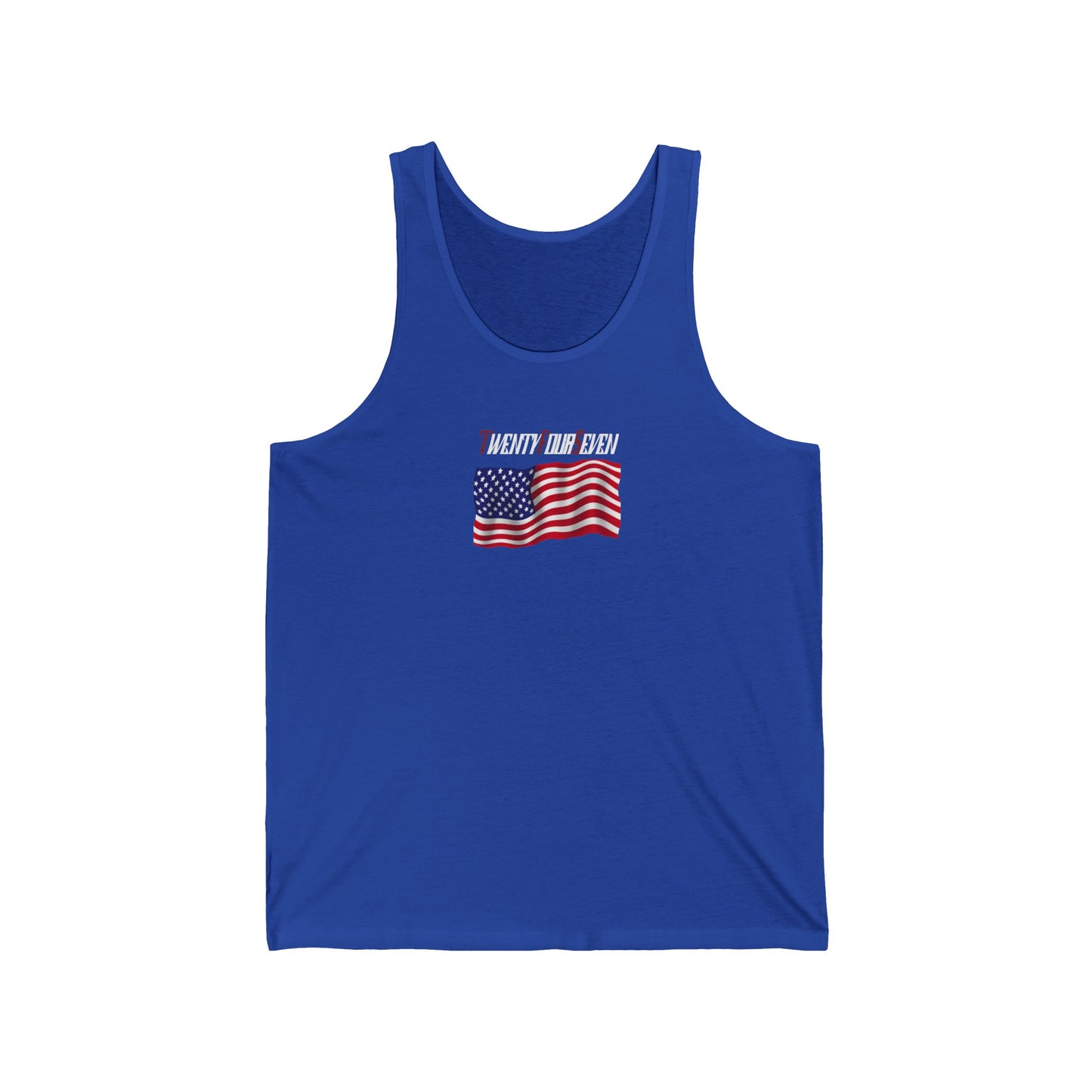 Unique Design USA flag women's jersey tank top true royal