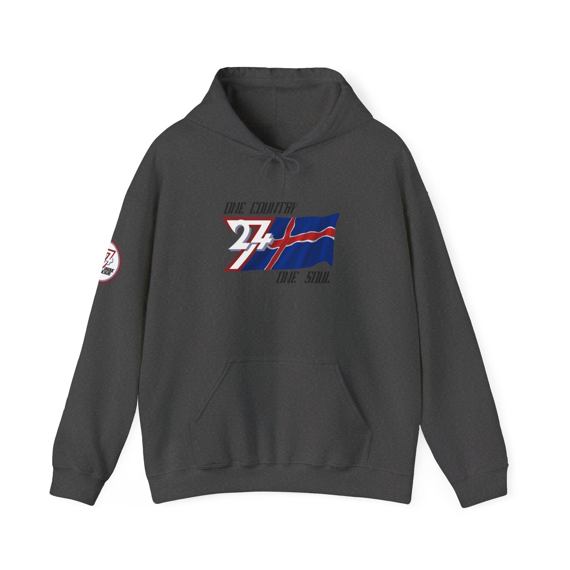 Unique Design 24/7 Iceland Flag Printed Unisex custom Hoodie dark heather