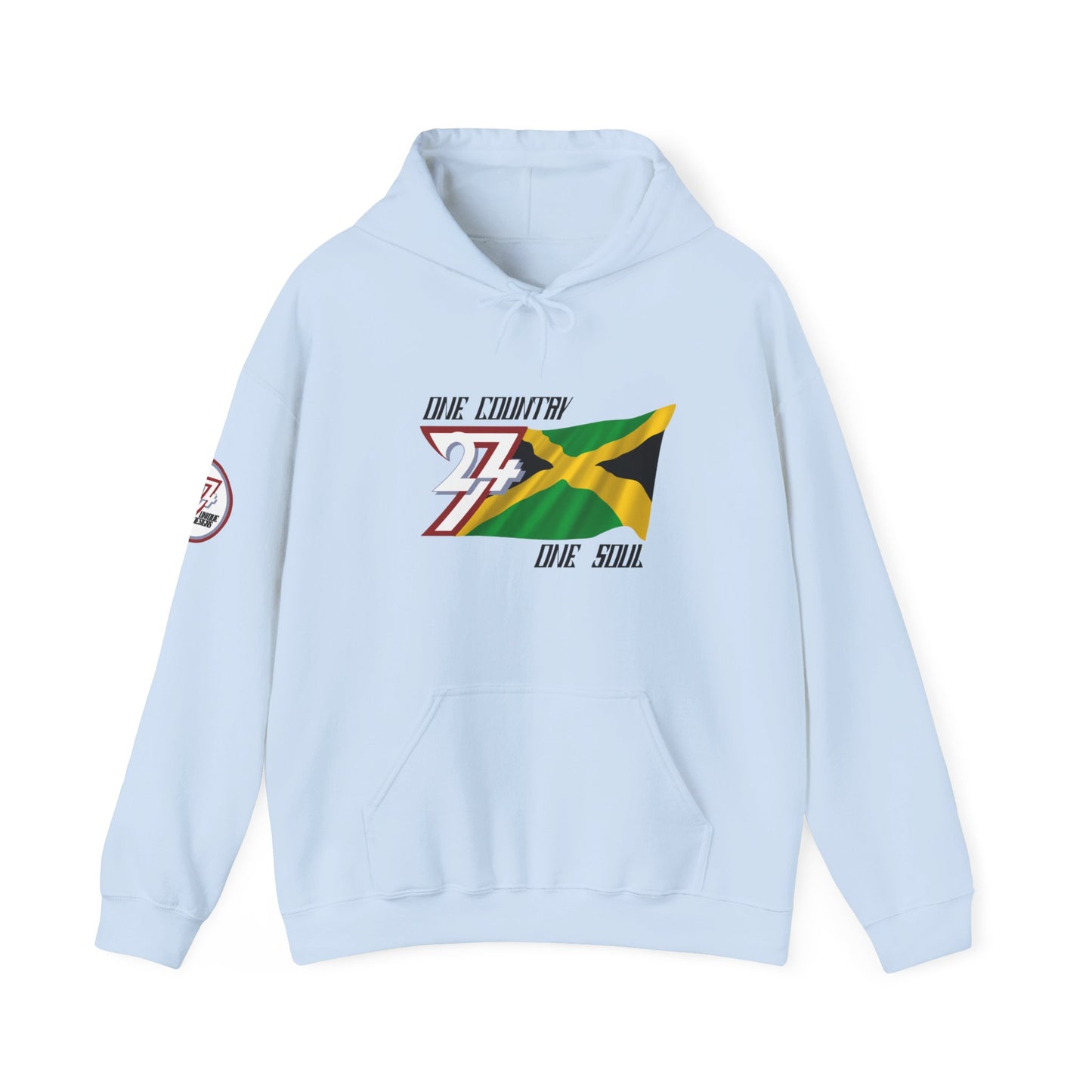 Unique Design 24/7 Jamaica Flag Printed Unisex custom Hoodie light blue