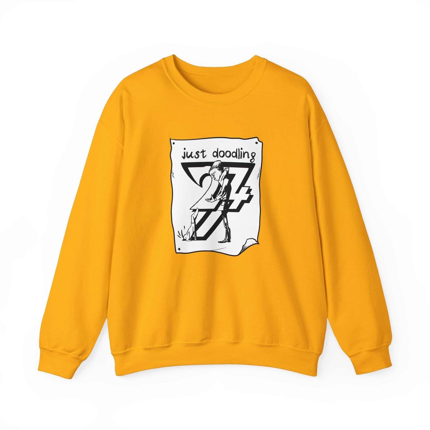 Unique Design Just Doodling Dog Owner Heavy Blend™ Crewneck Sweatshirt gold