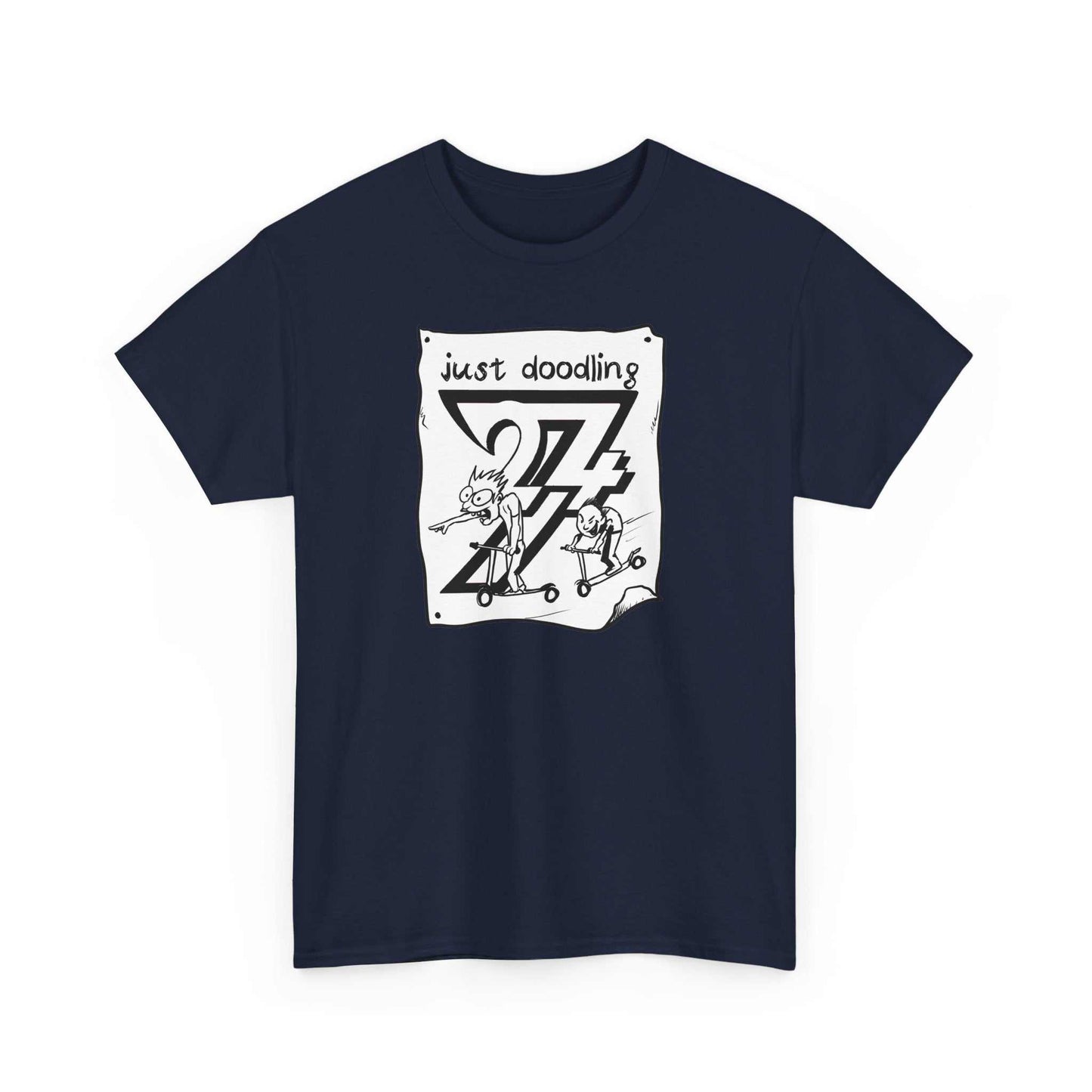 Unique Design Artistic Just Doodling Scooter Kids Design T-shirt navy