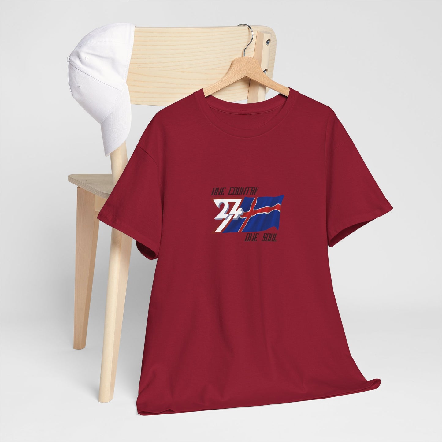  Unique Design 24/7 Iceland Flag Printed Unisex custom T-shirt cardinal red