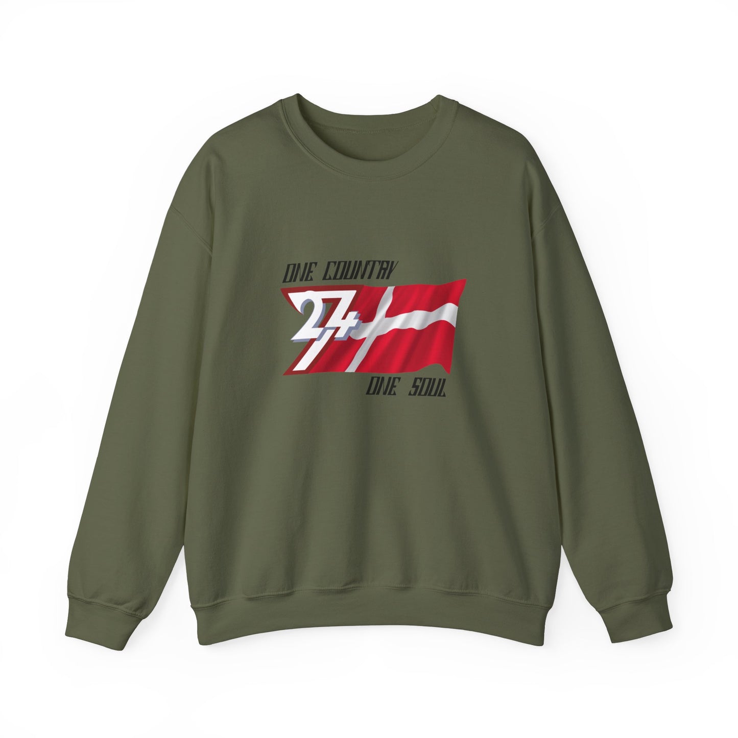 Unique Design  Denmark flag sweatshirt military green