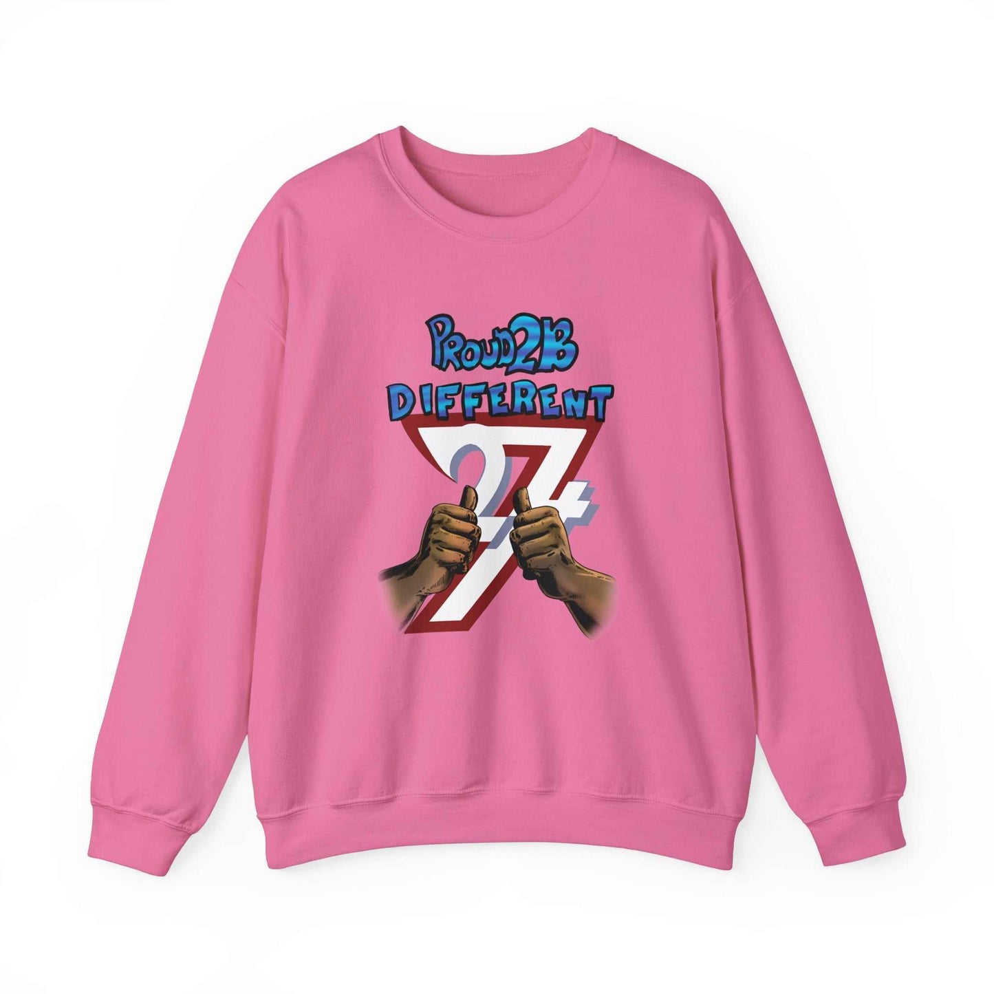 Unique Design Proud To Be Different Heavy Blend™ Crewneck Sweatshirt safety pink