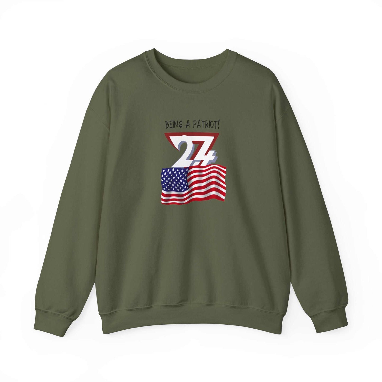 Unique Design US Patriot Heavy Blend™ Crewneck Sweatshirt military green