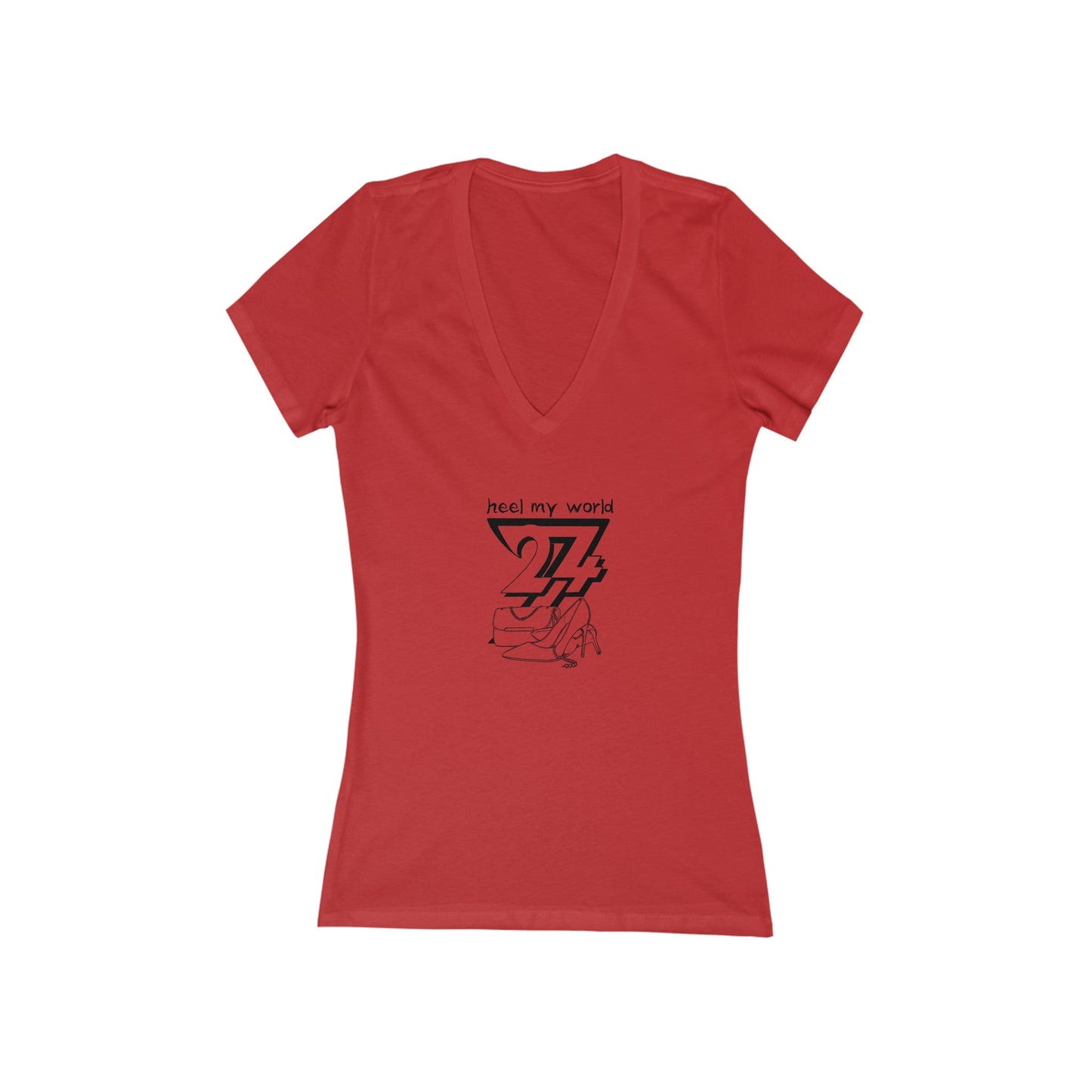 V-Neck T-shirt: Heel My World Women's V-Neck Tee by 24/7 Unique Designs red