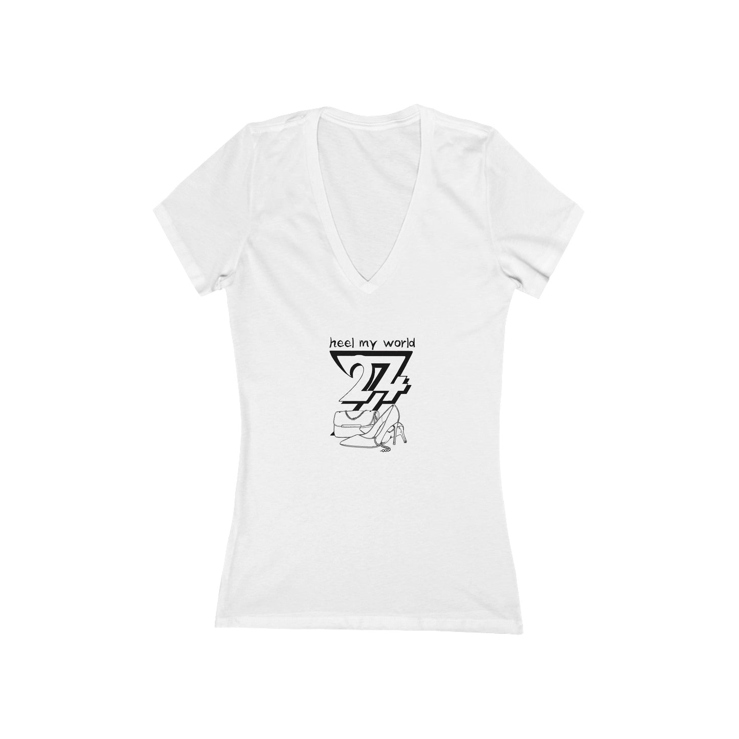 V-Neck T-shirt: Heel My World Women's V-Neck Tee by 24/7 Unique Designs white