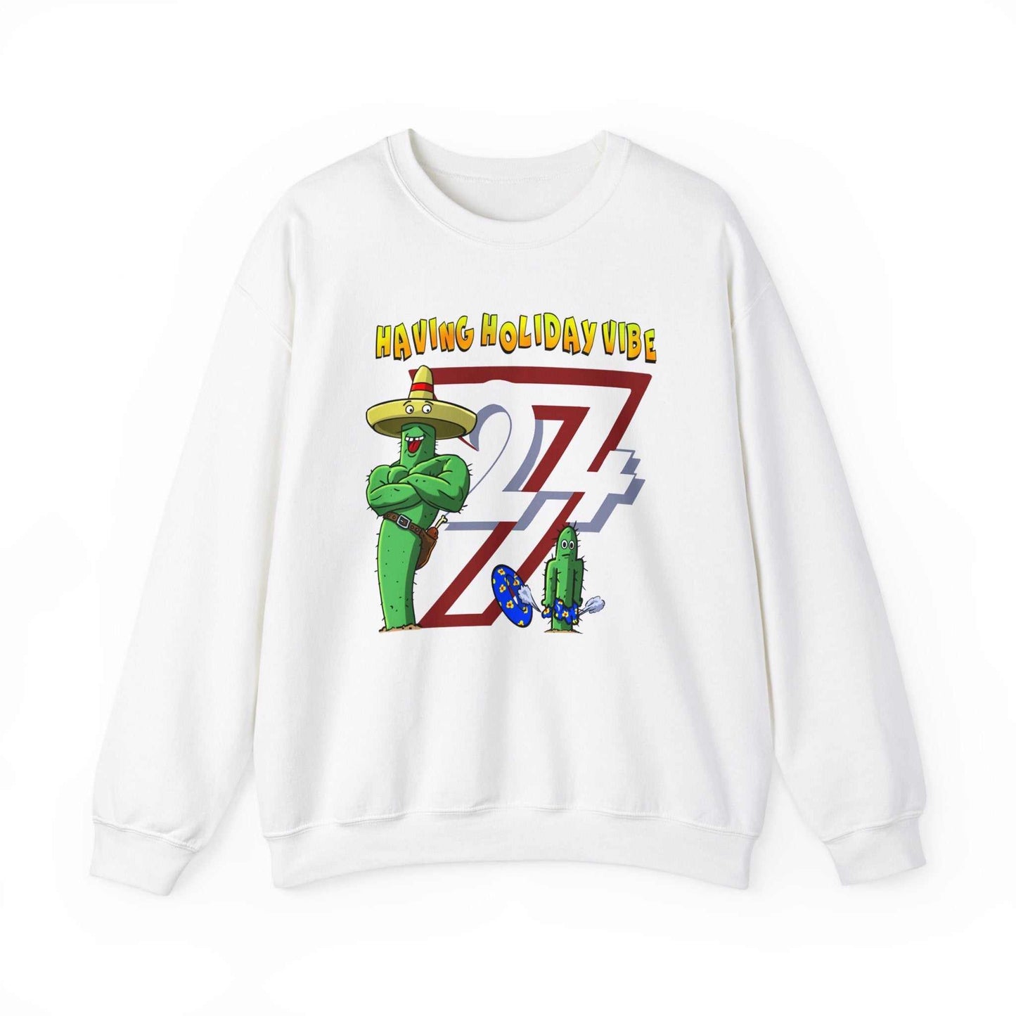 Unique Design Leonando Holiday Vibe Heavy Blend™ Crewneck Sweatshirt white