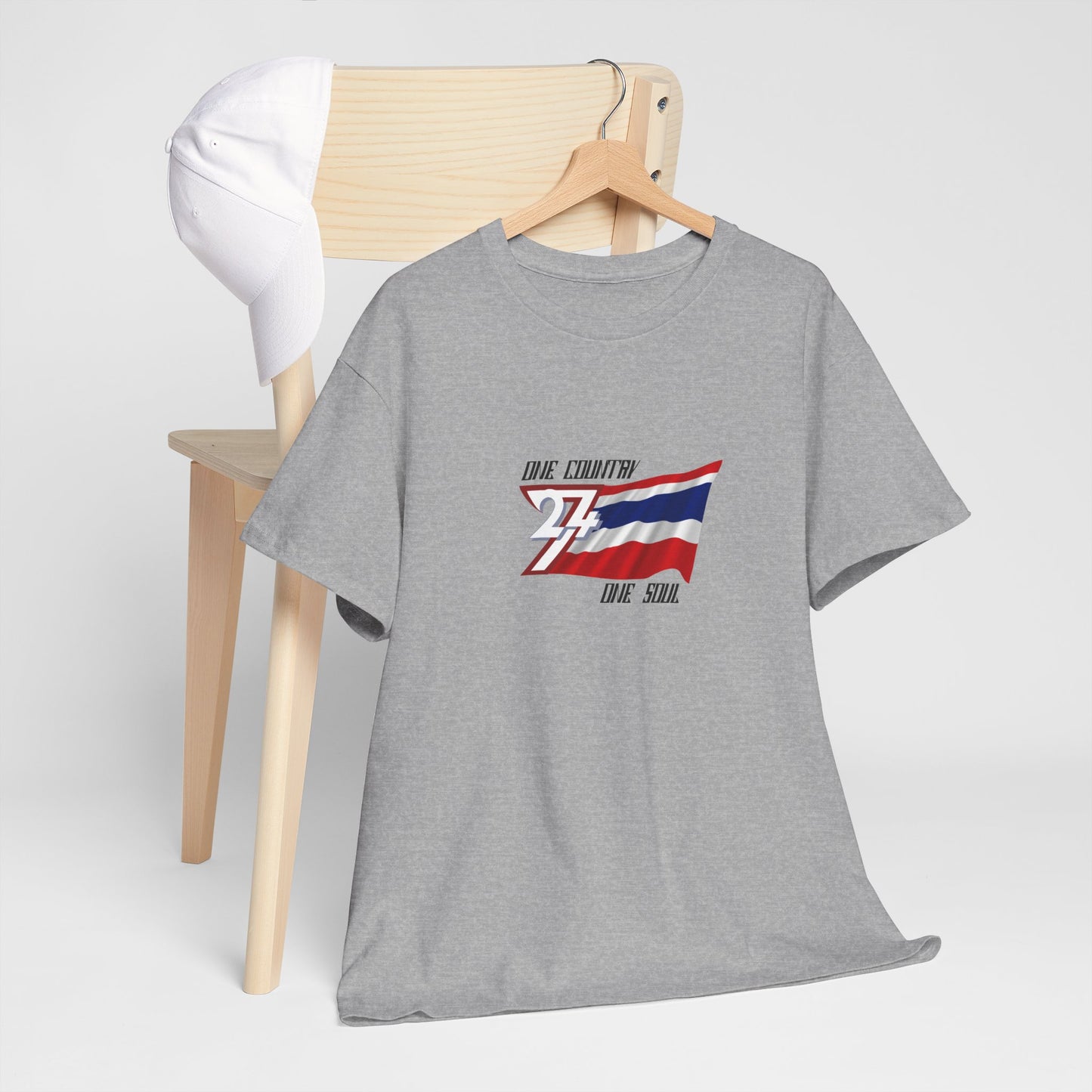 Unique Design 24/7 Thailand Flag Printed Unisex custom T-shirt sport grey