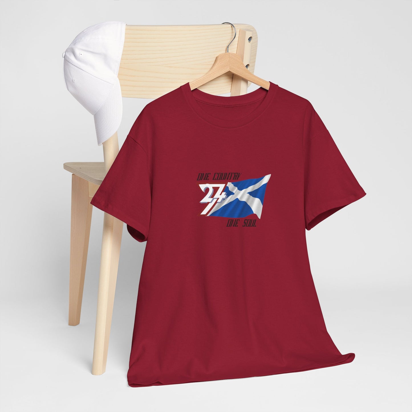 Unique Design 24/7 Scotland Flag Printed Unisex custom T-shirt cardinal red